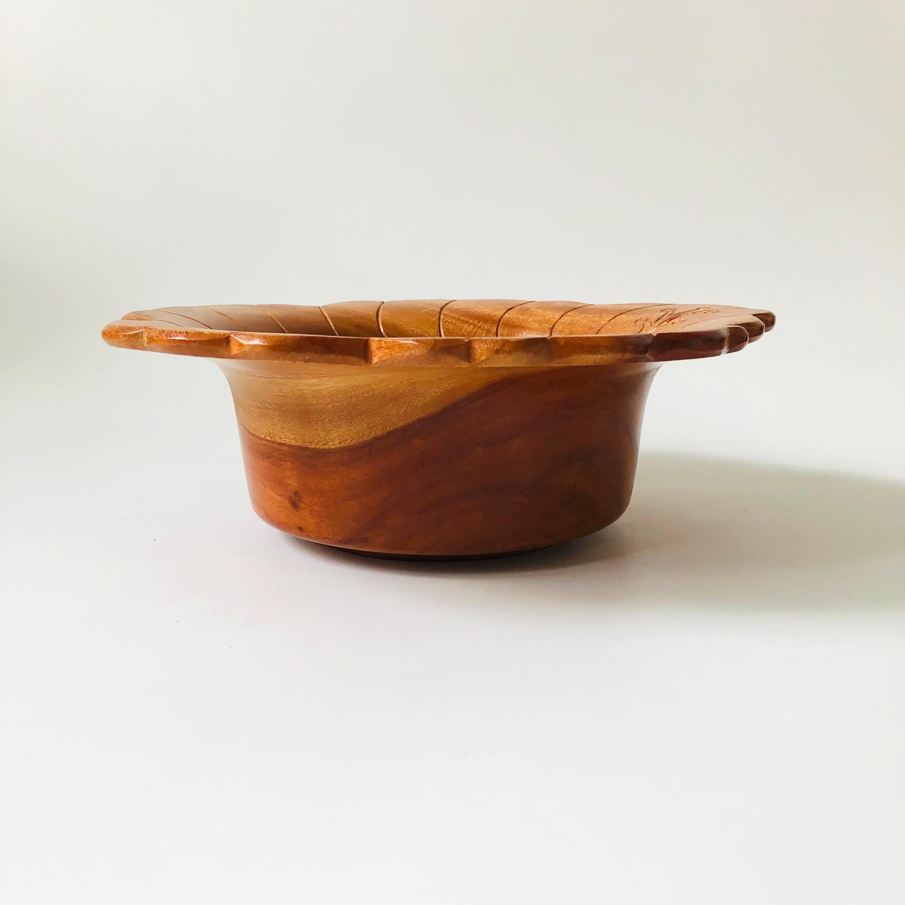 Bohemian Vintage Wood Flower Bowl For Sale