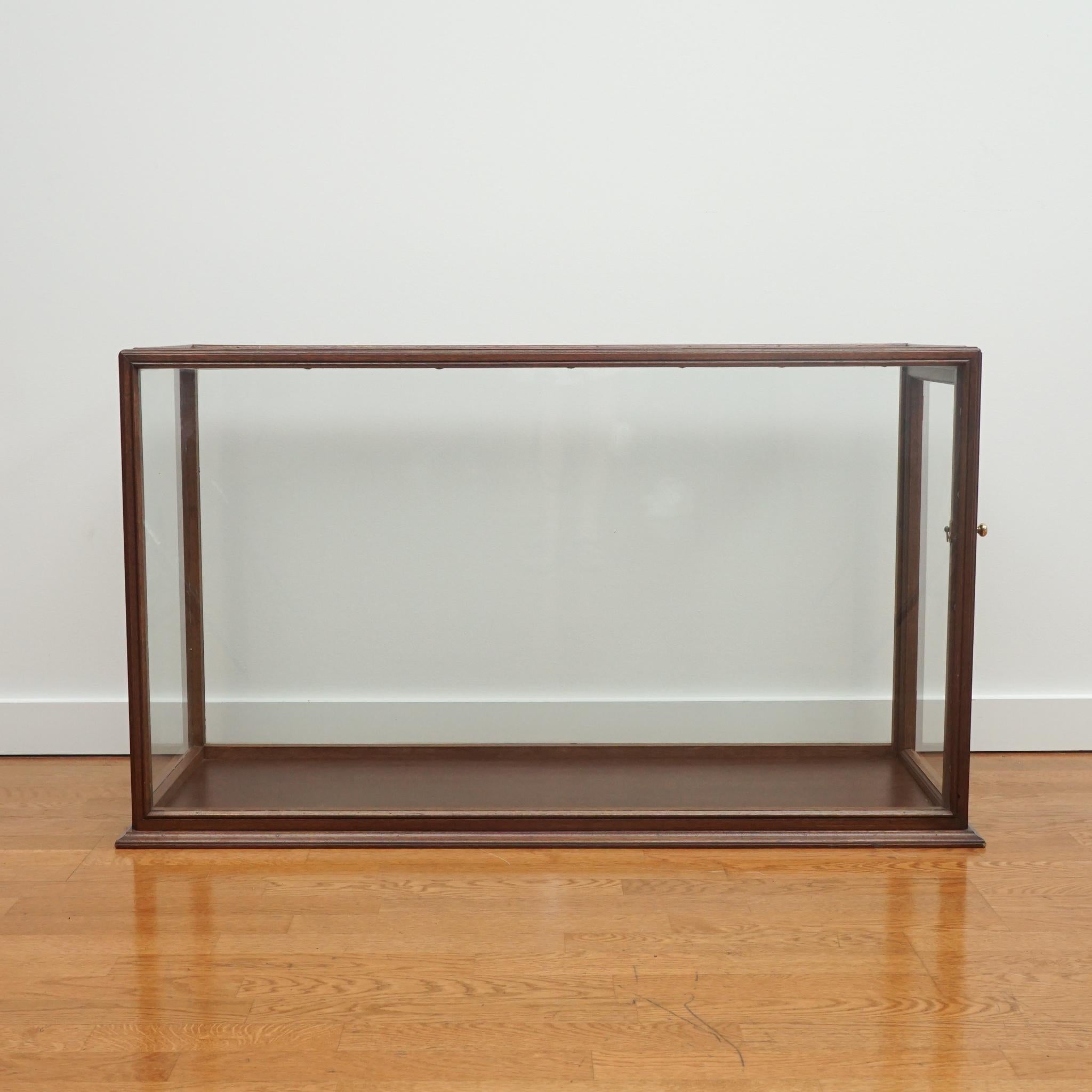 Campaign Vintage Wood Frame Glass Display Case For Sale