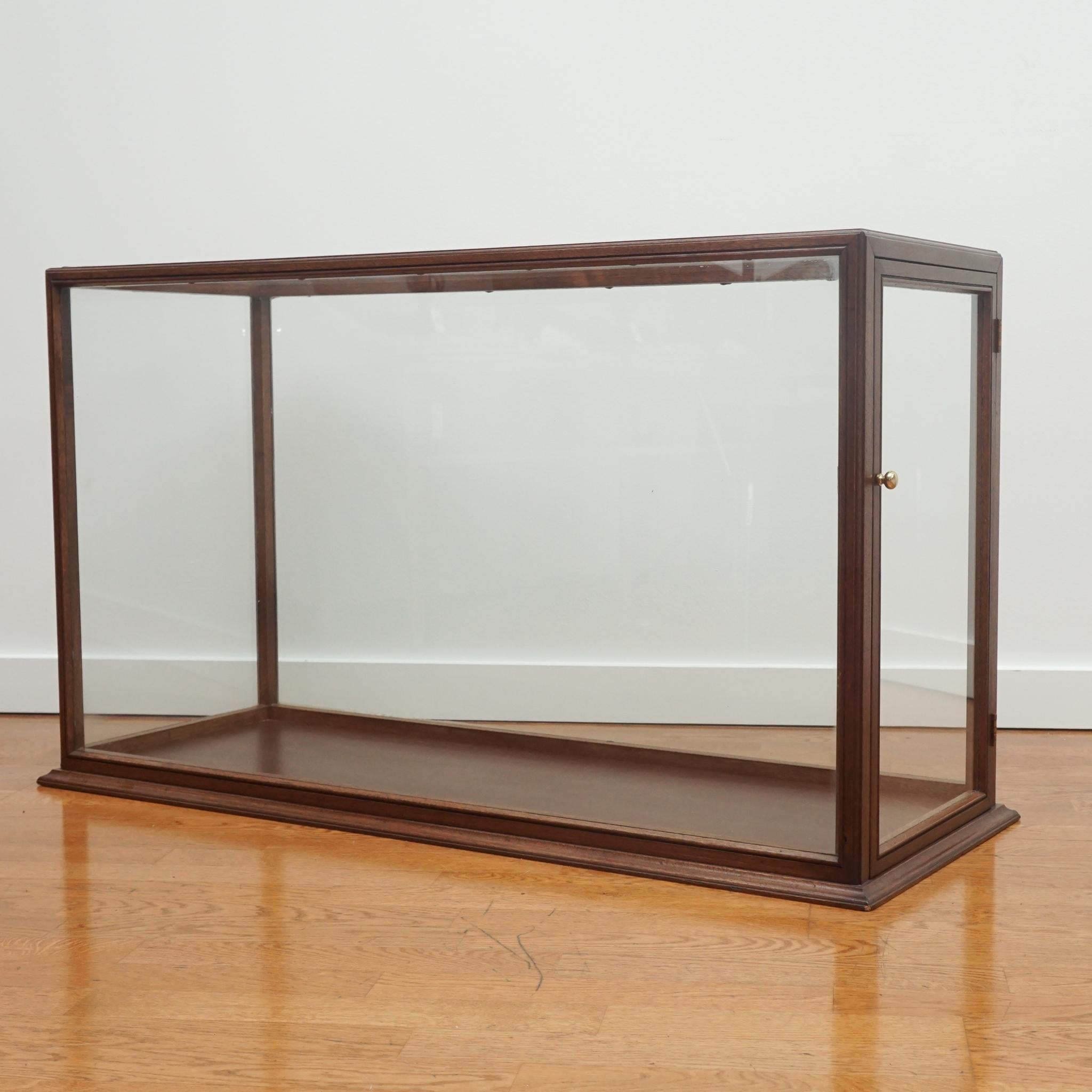 Machine-Made Vintage Wood Frame Glass Display Case For Sale