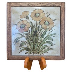 Vintage Wood Framed Floral Motif Art Decor