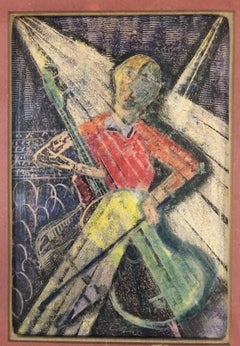 Impression pastel vintage encadrée sur bois par l'artiste Bala