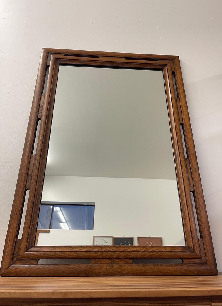 Vintage Wood Framed Wall Mirror For Sale at 1stDibs