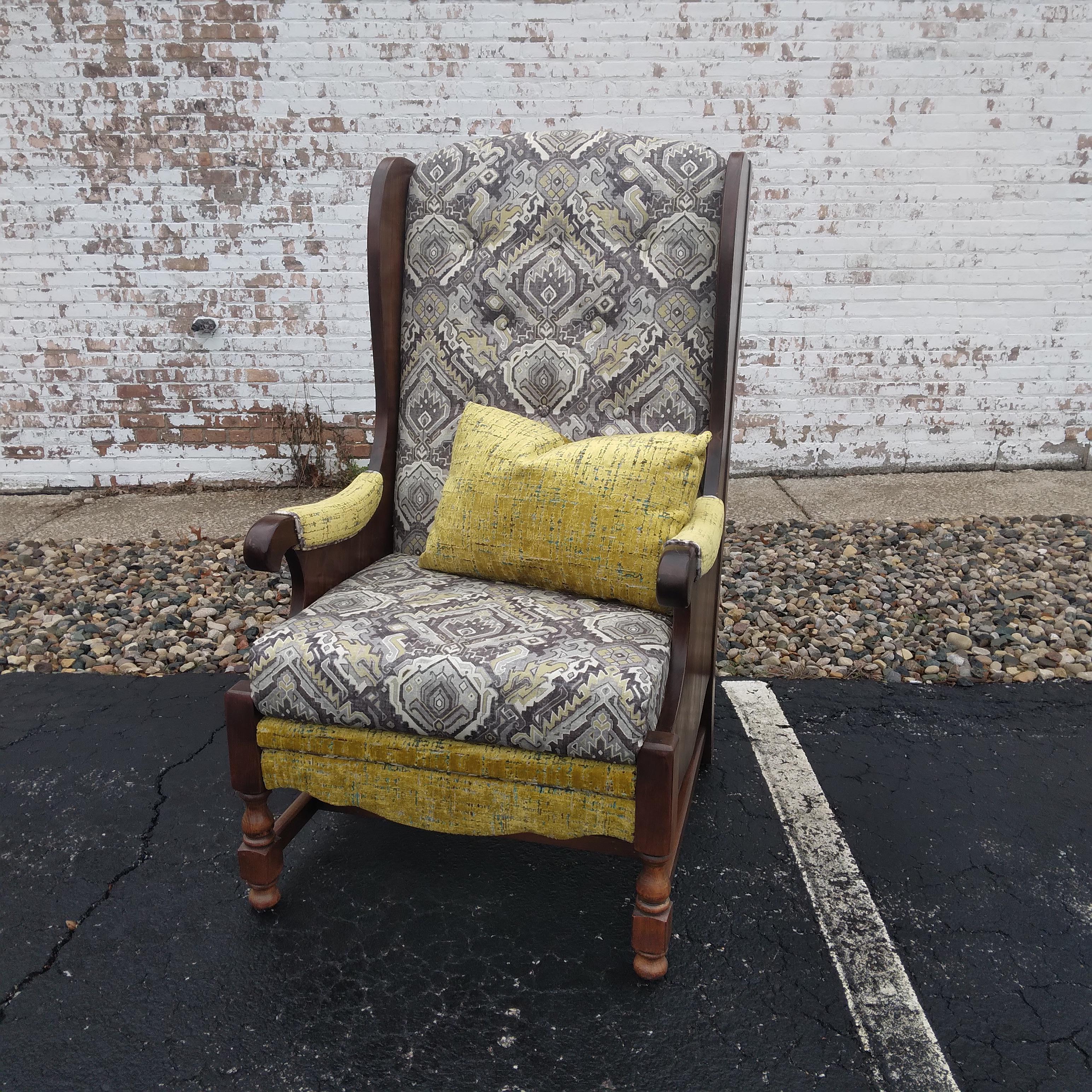 wooden wingback chair
