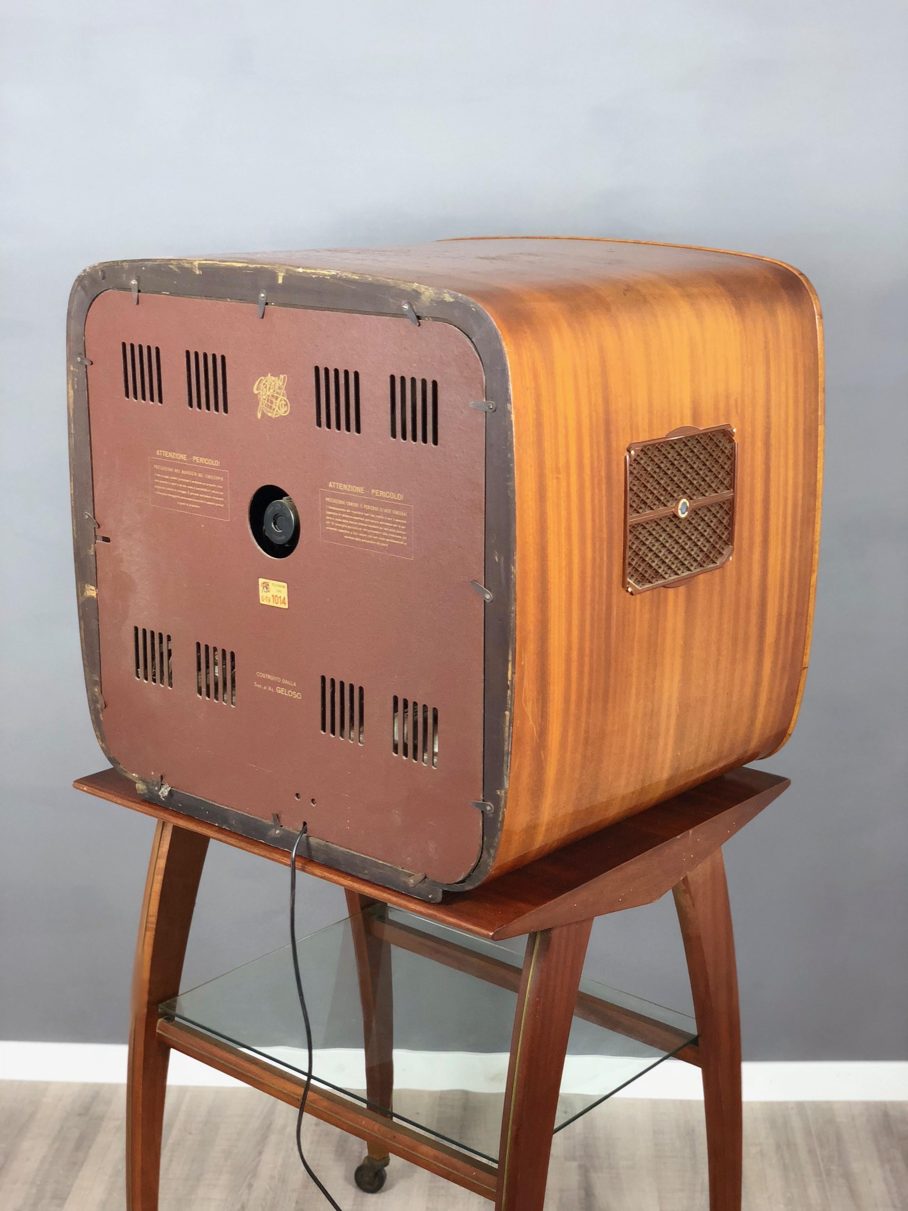 Vintage Wood Geloso Television GT1014, 1950s, Italy For Sale 7