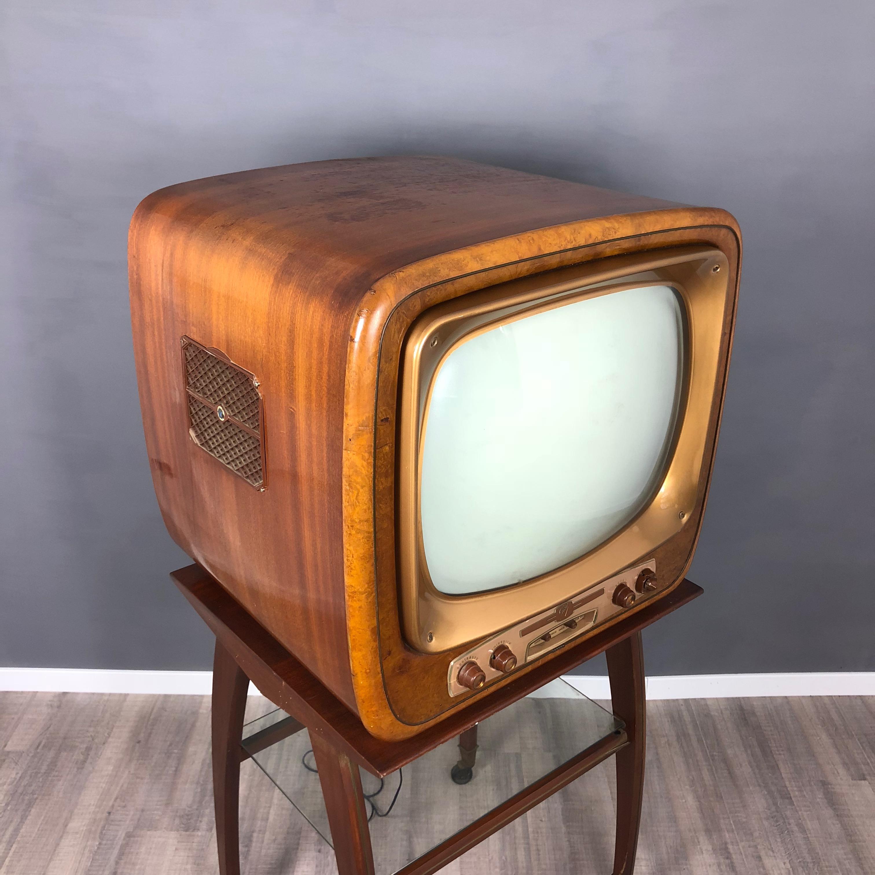 Geloso-Fernsehtisch GT1014 aus Holz, 1950er Jahre, Italien im Zustand „Gut“ im Angebot in Rome, IT