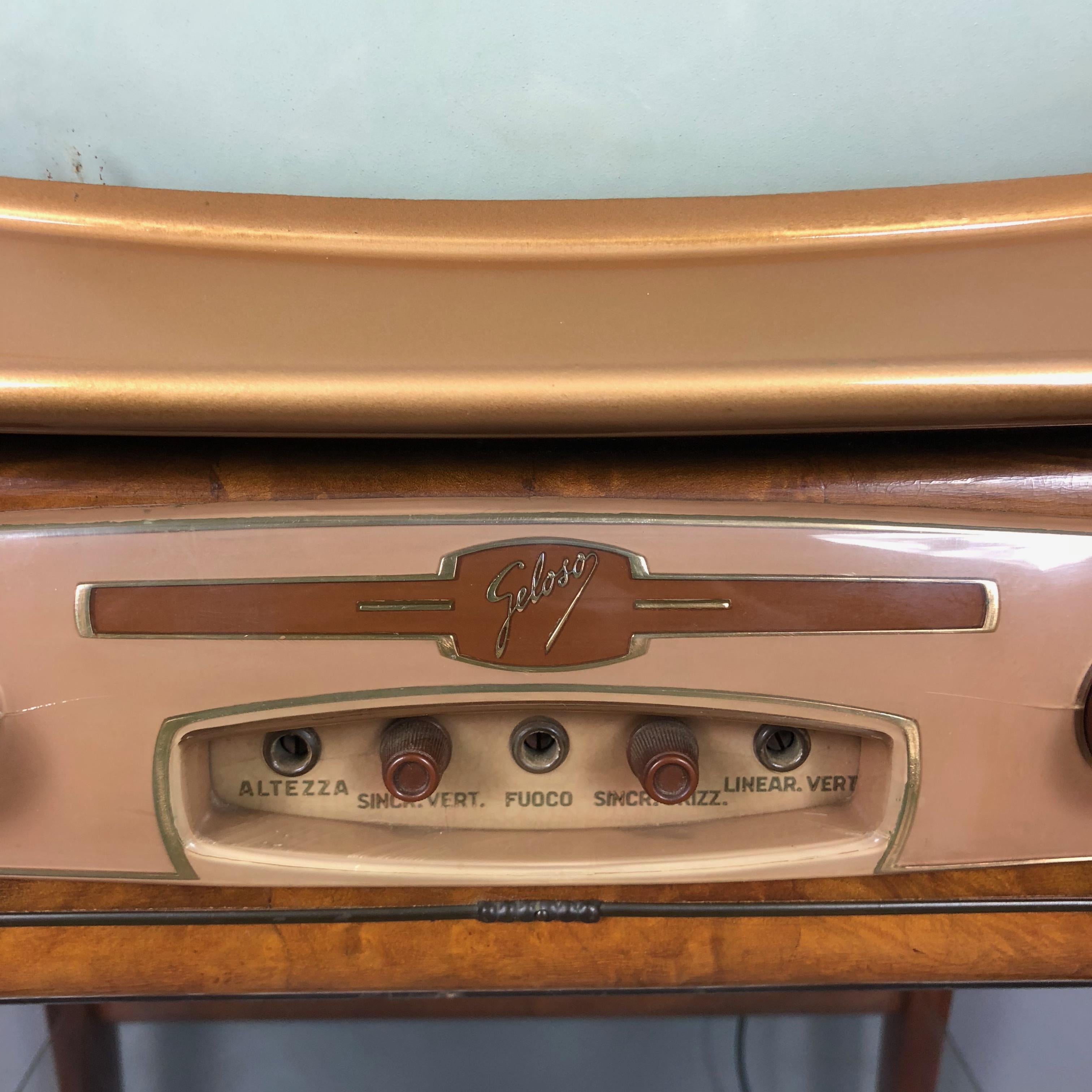 Vintage Wood Geloso Television GT1014, 1950s, Italy For Sale 1