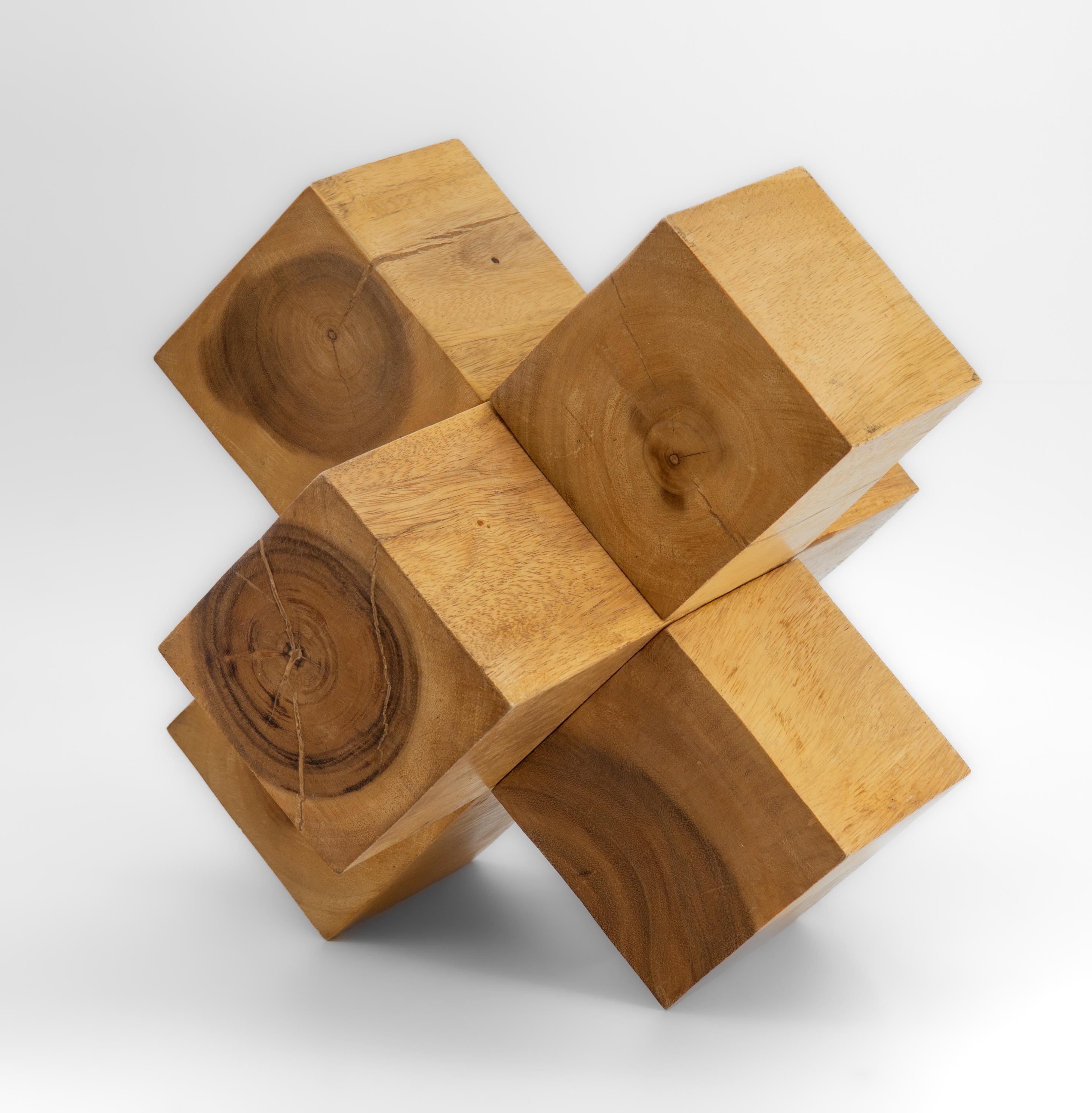 Vintage Wood Geometric Sculpture Stamped A Geddis 77 In Good Condition For Sale In Norwich, GB