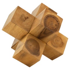 Geometrische Vintage-Skulptur aus Holz, Vintage, gestempelt A Geddis 77