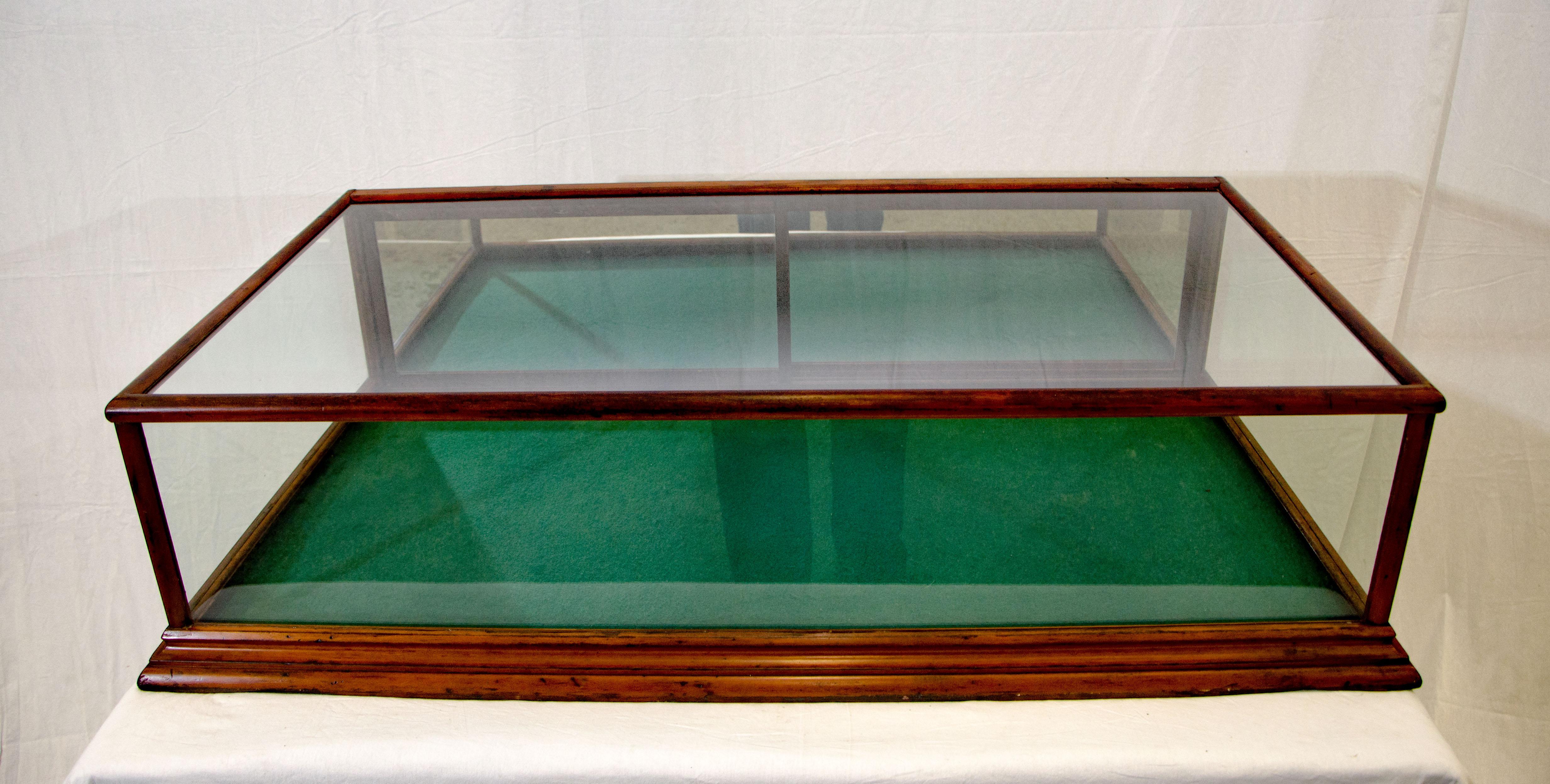wood glass table top display case