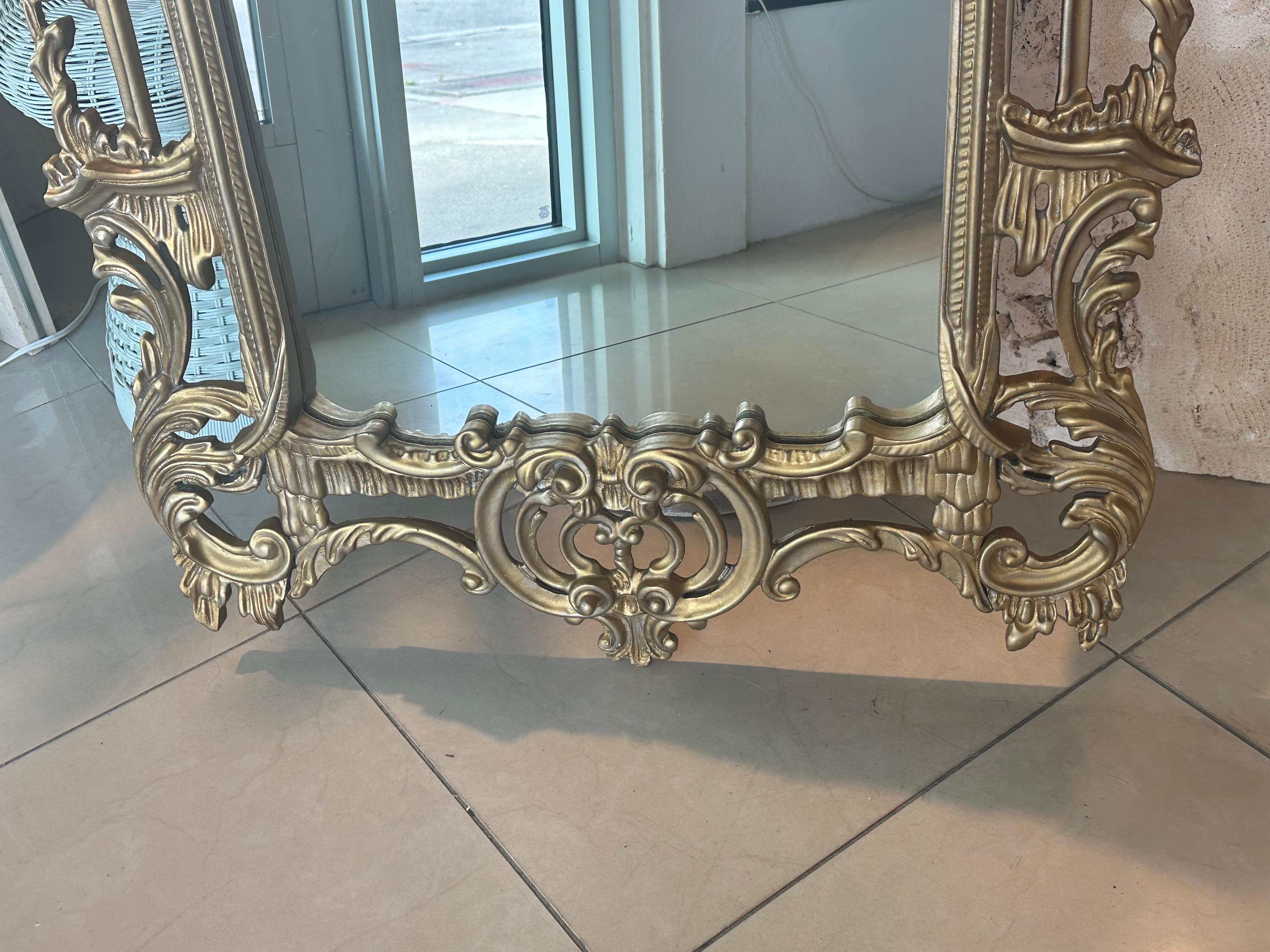 Vintage Wood Gold Gilt Italian Carved Pagoda Bells Wall Mirror Chinoiserie For Sale 6