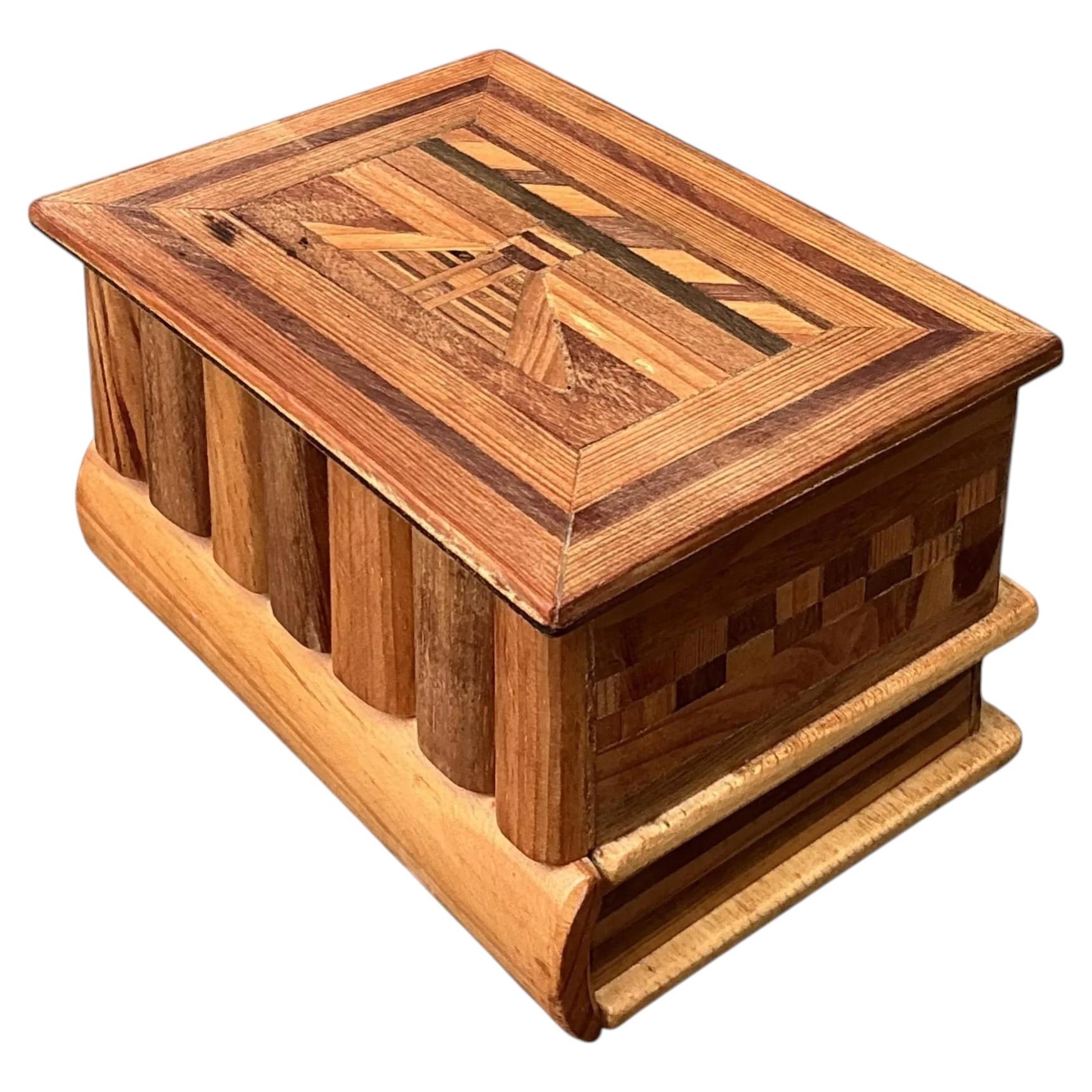 Vintage Wood Inlay Marquetry Box