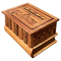 Vintage Wood Inlay Marquetry Box