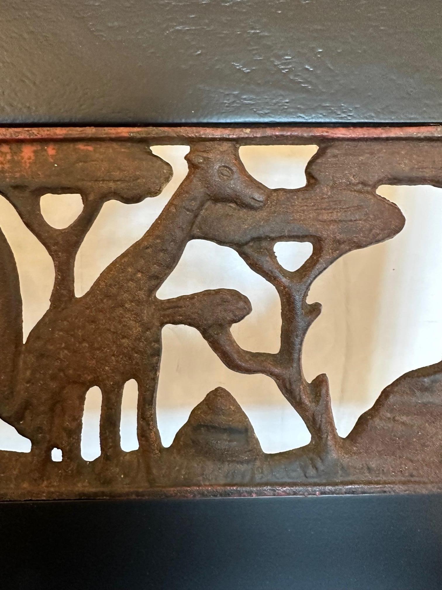 Vintage Wood & Iron Child Size Animal Motif Bench For Sale 2