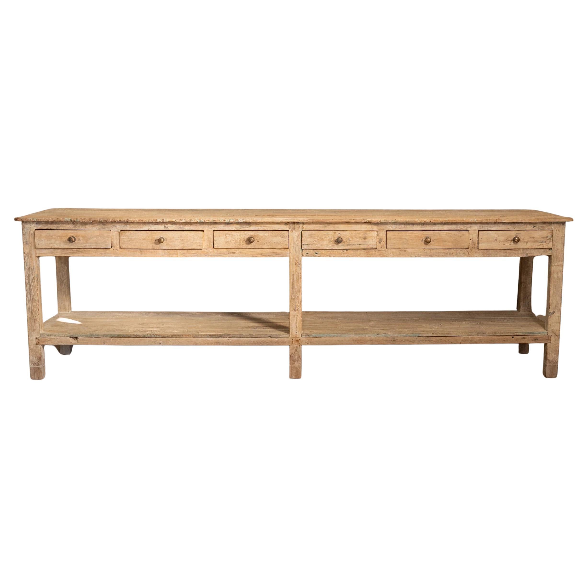 Vintage Wood Island With Drawers For Sale