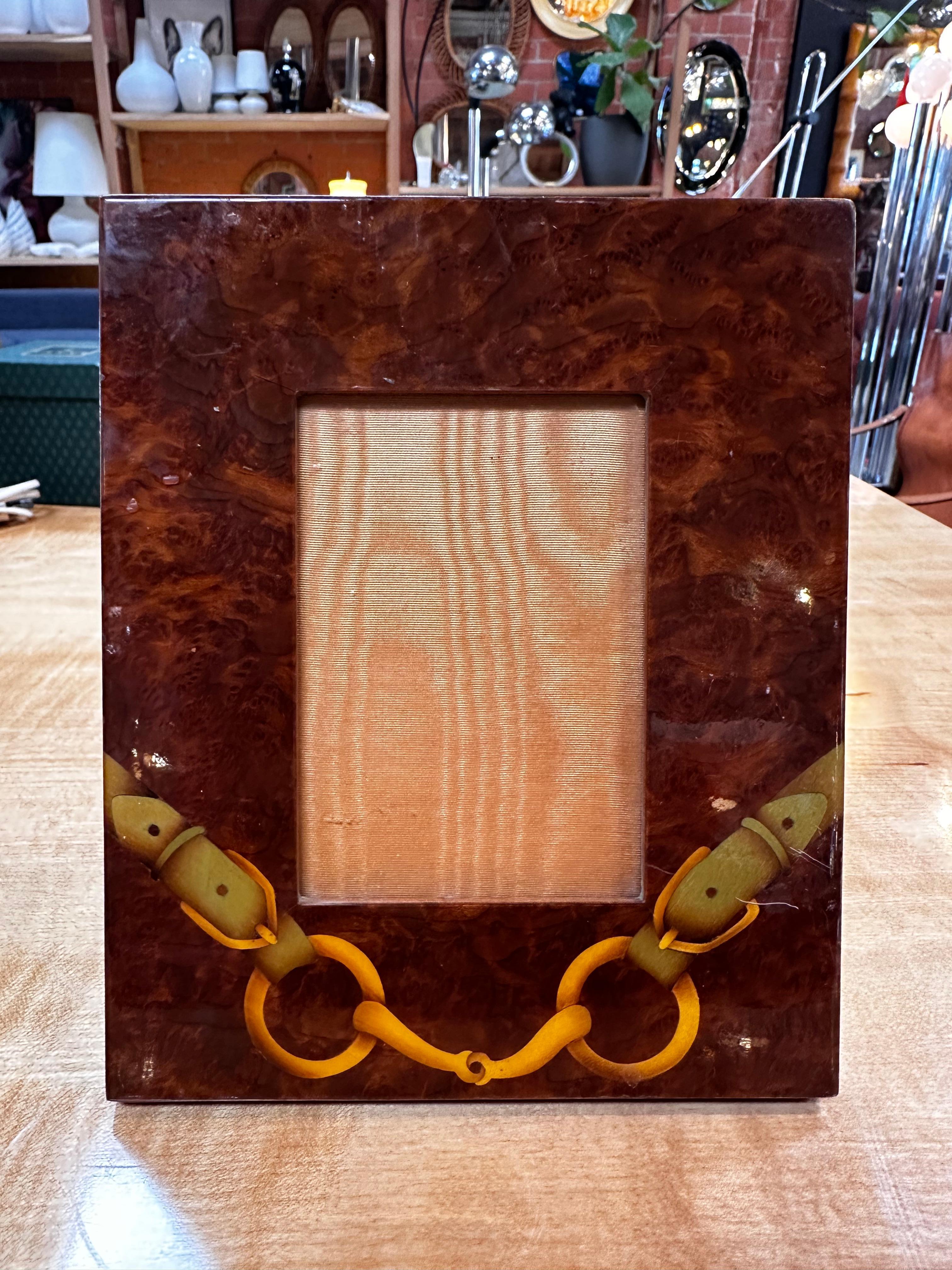 Mid-Century Modern Vintage Wood Italian Picture Frame by Gucci 1980s For Sale