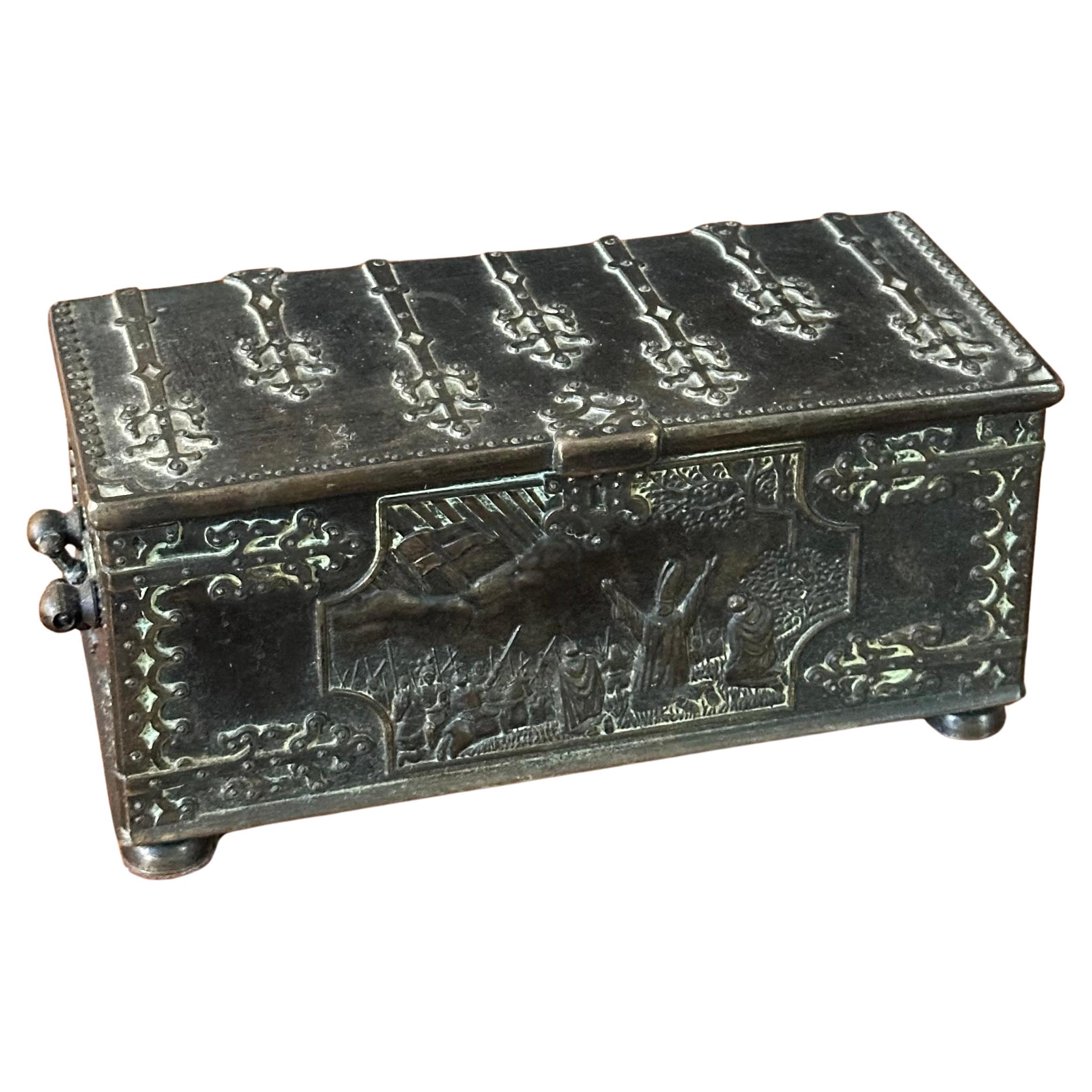 Caja con tapa / Humidificador Vintage "Anno 1219" forrado de madera de Iron Art de Copenhague