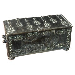 Vintage Wood Lined "Anno 1219" Lidded Box / Humidor by Iron Art of Copenhagen