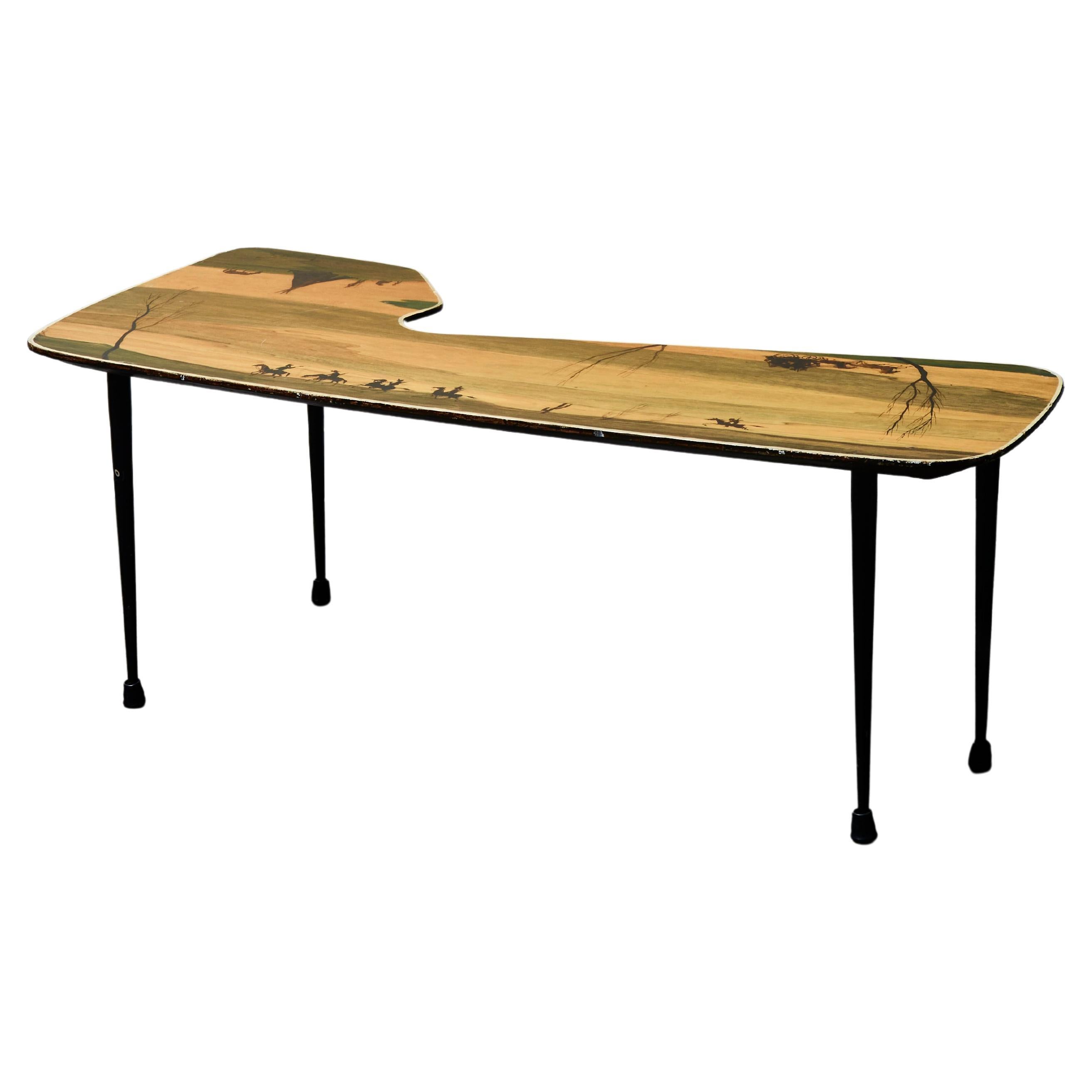 Vintage Holz Intarsien Couchtisch Zum Selbstkostenpreis im Angebot