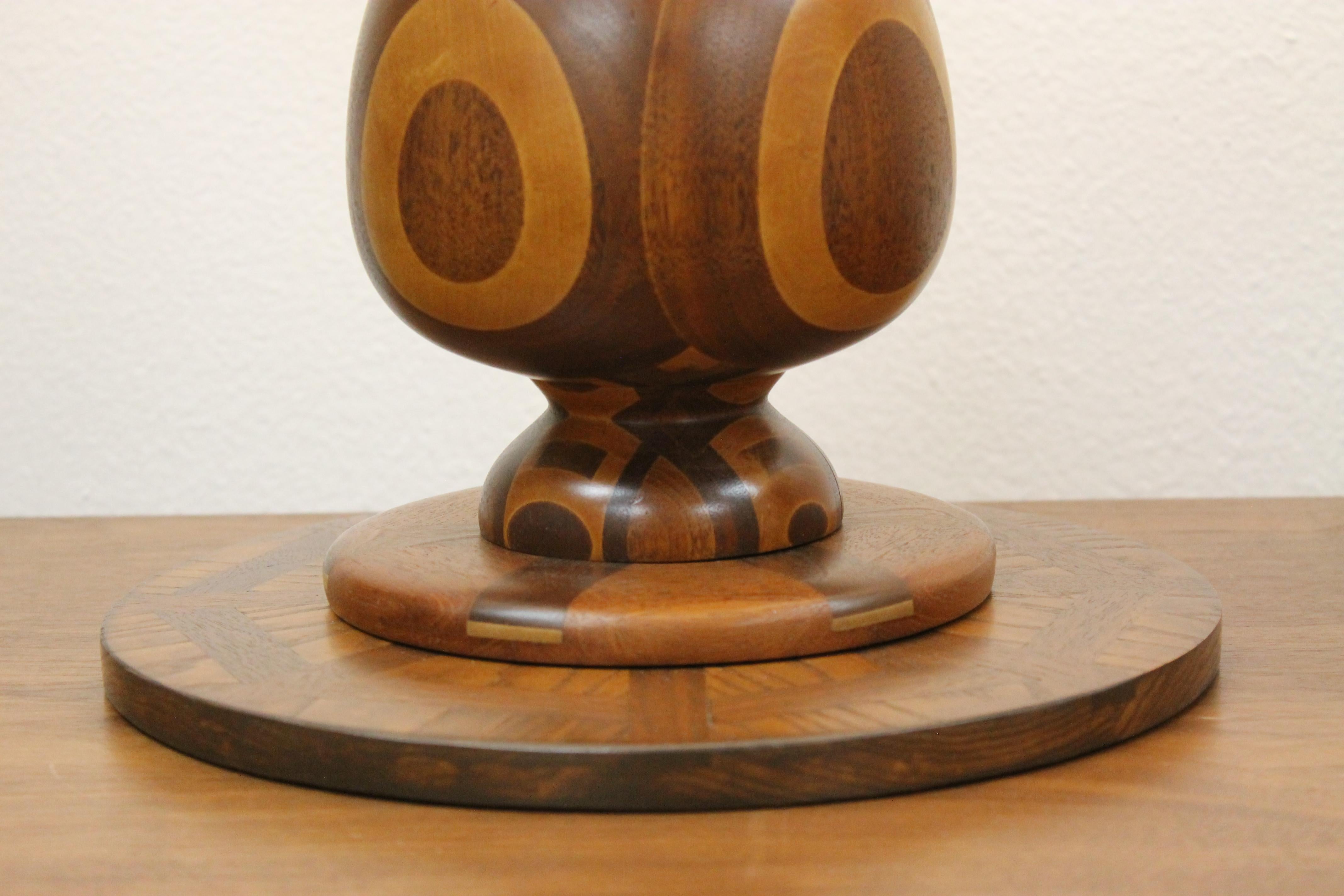 Vintage Wood Marquetry Lamp For Sale 2