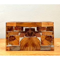 Caja vintage con mosaico de madera