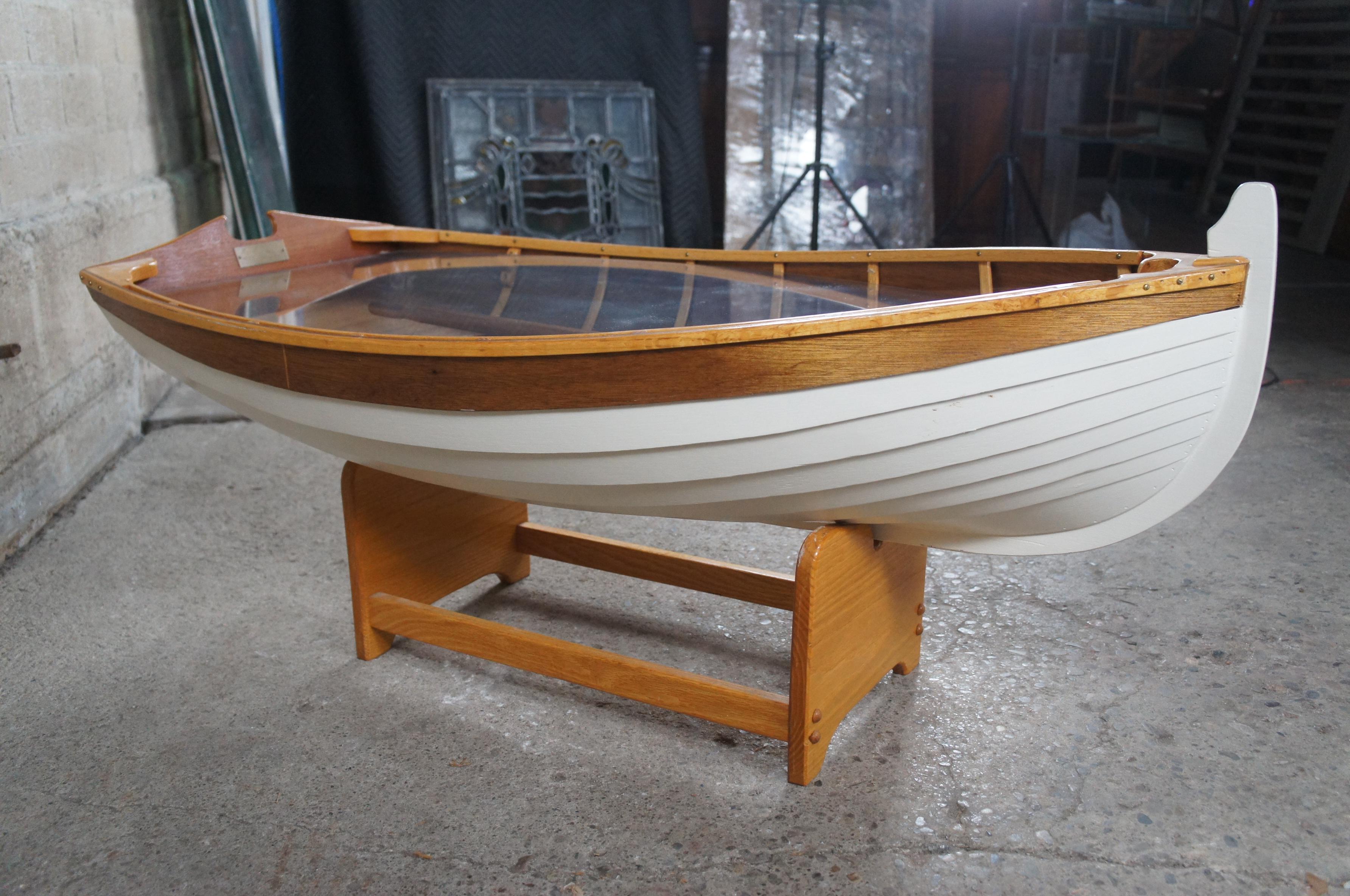 Vintage Wood-N-Stuff Handcrafted Nautical Handmade Oak Rowboat Coffee Table 46