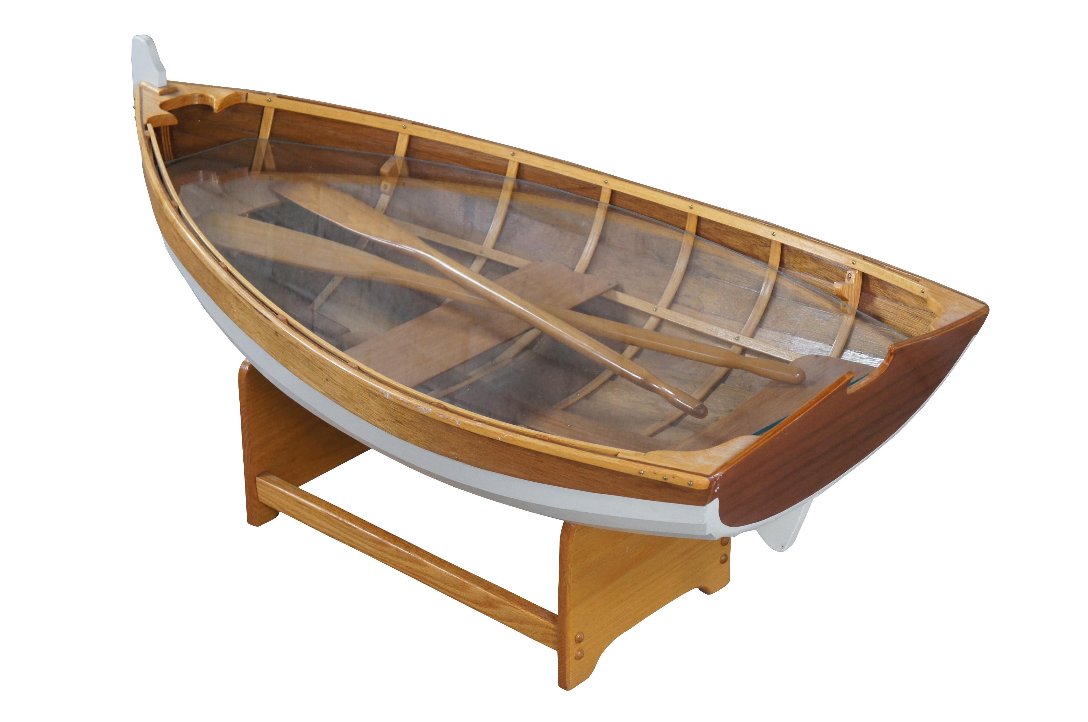 Bohème Table basse de bateau à rames vintage en chêne fait à la main par Handcraft Wood-Stuff 46