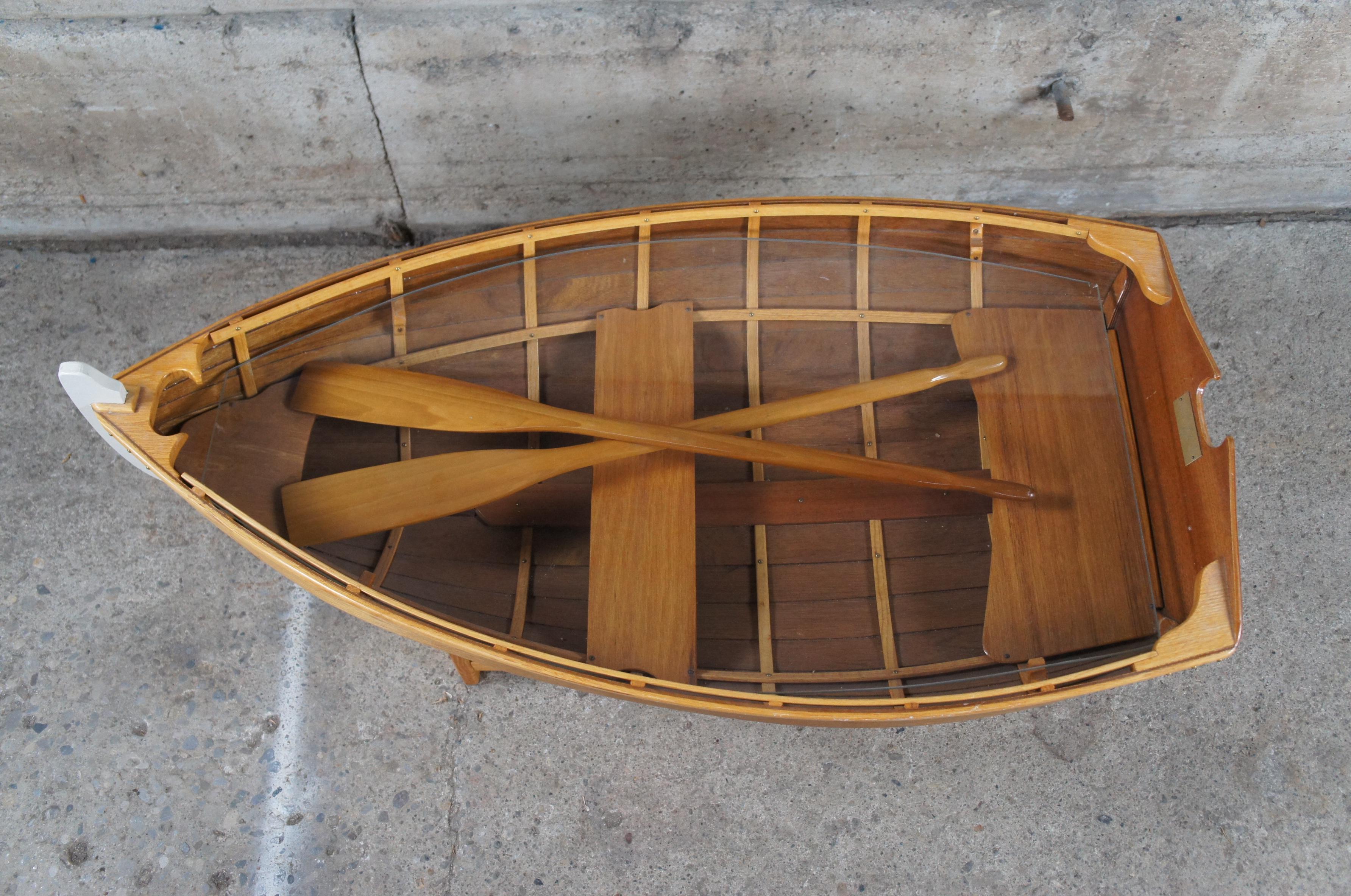 Vintage Wood-N-Stuff Handcrafted Nautical Handmade Oak Rowboat Coffee Table 46