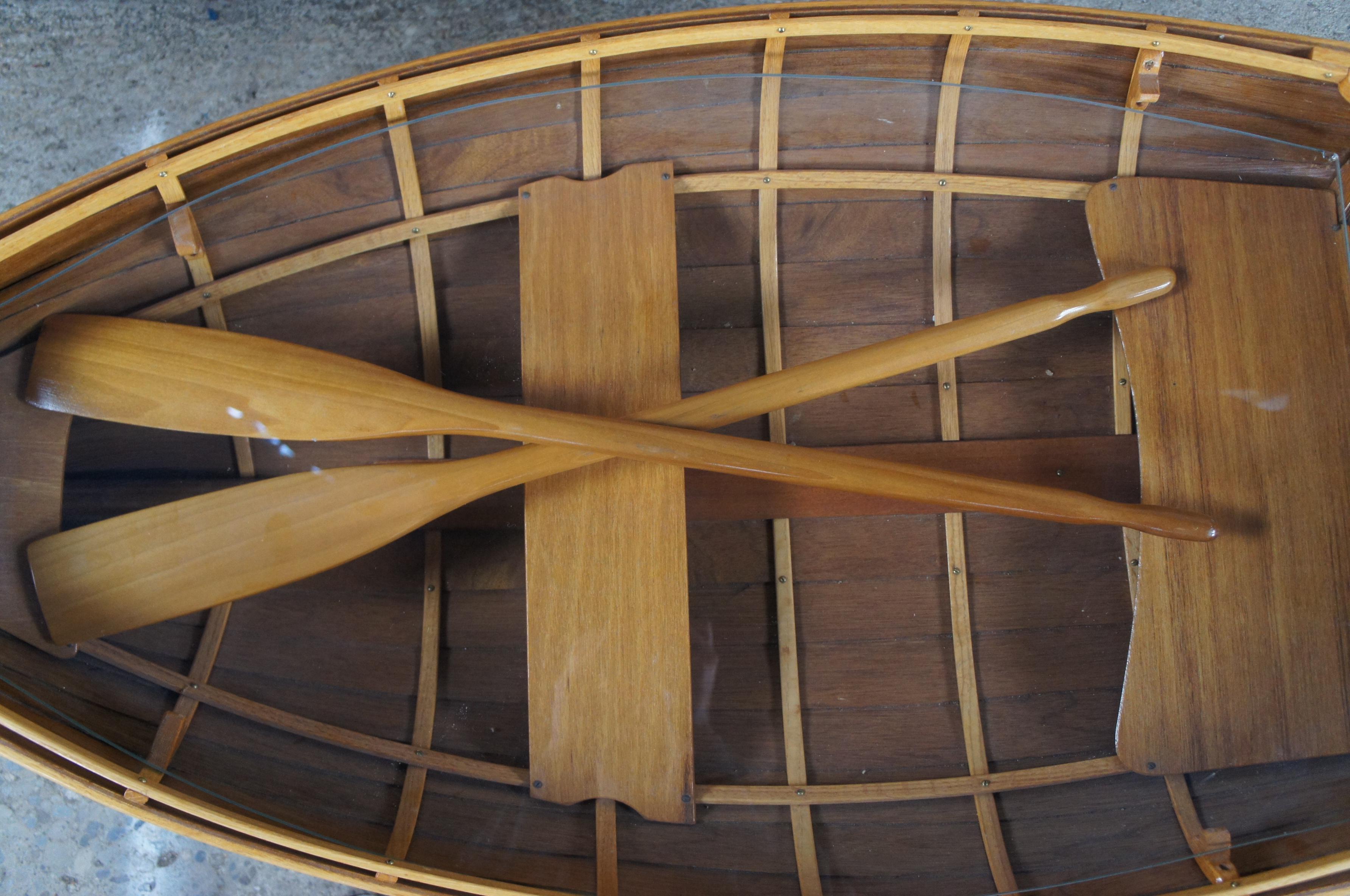 Glass Vintage Wood-N-Stuff Handcrafted Nautical Handmade Oak Rowboat Coffee Table 46