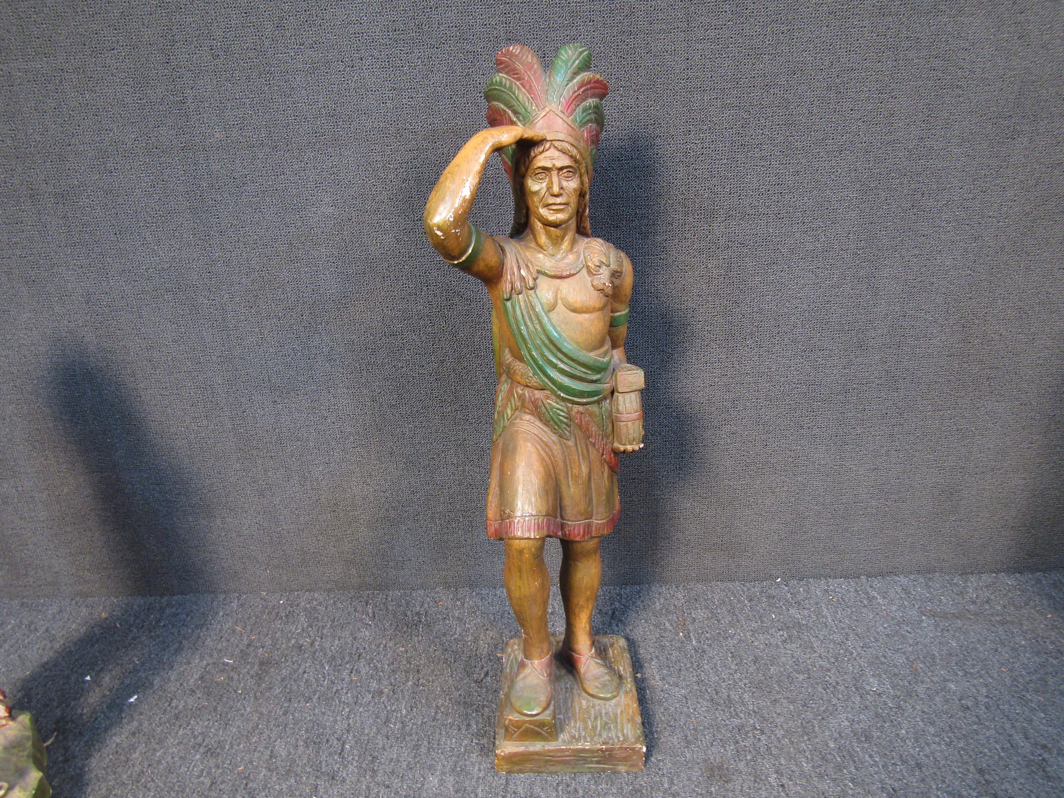 20th Century Vintage Wood Native American Statues