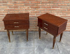 Vintage Wood Nightstands, 1970s, Set of 2