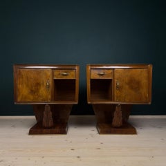 Vintage wood nightstands, Italy 1950s, Set of 2