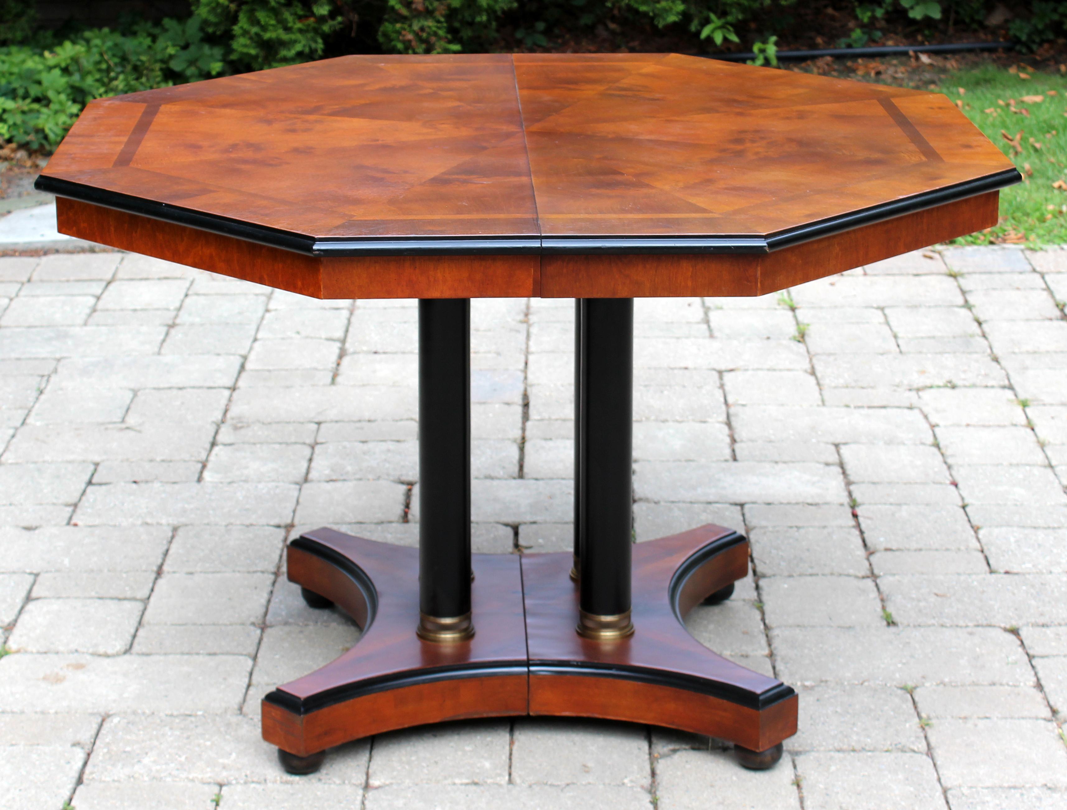 Vintage Wood Octagon Expandable Dining Table with 2 Leaves Century