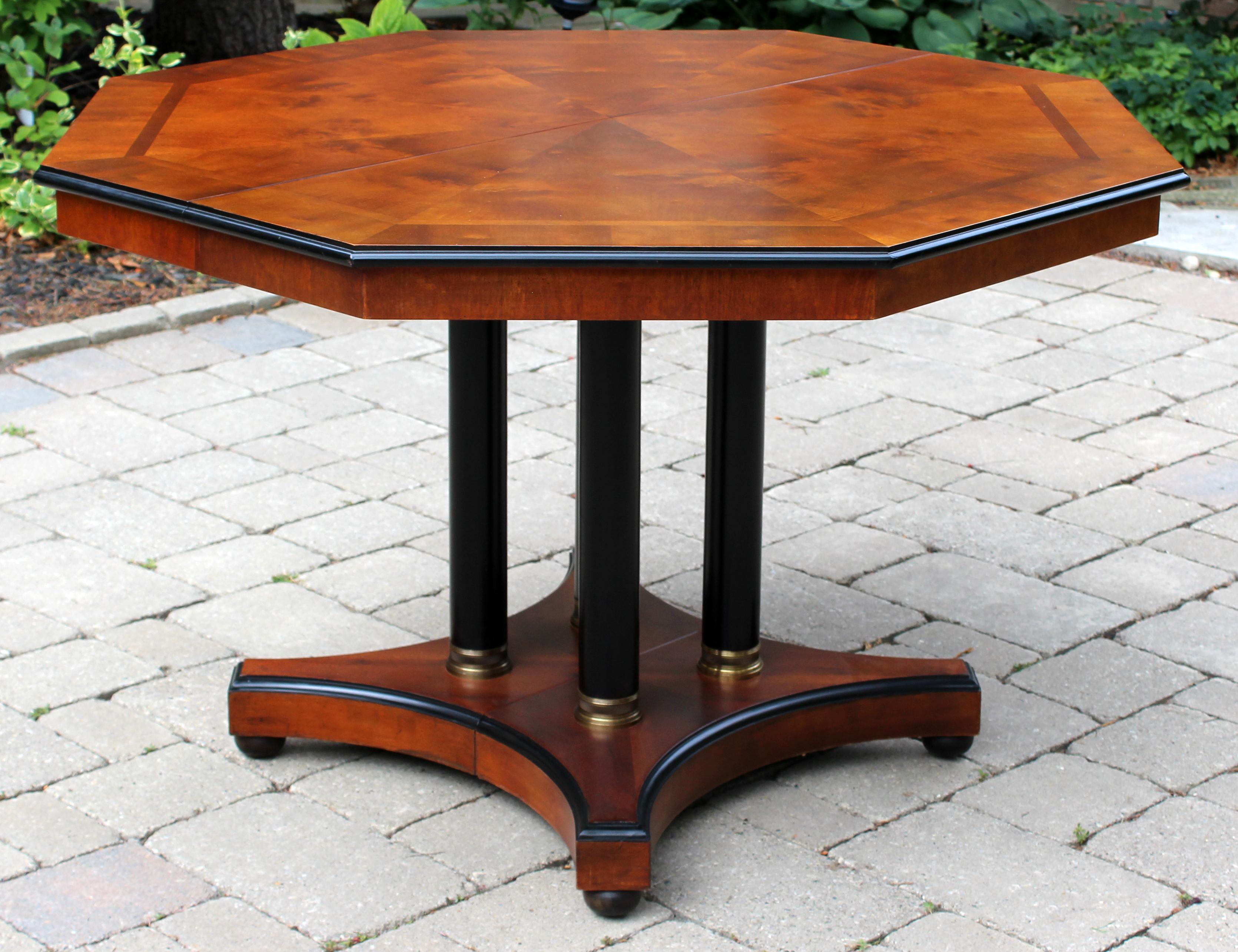 Vintage Wood Octagon Expandable Dining Table with 2 Leaves Century