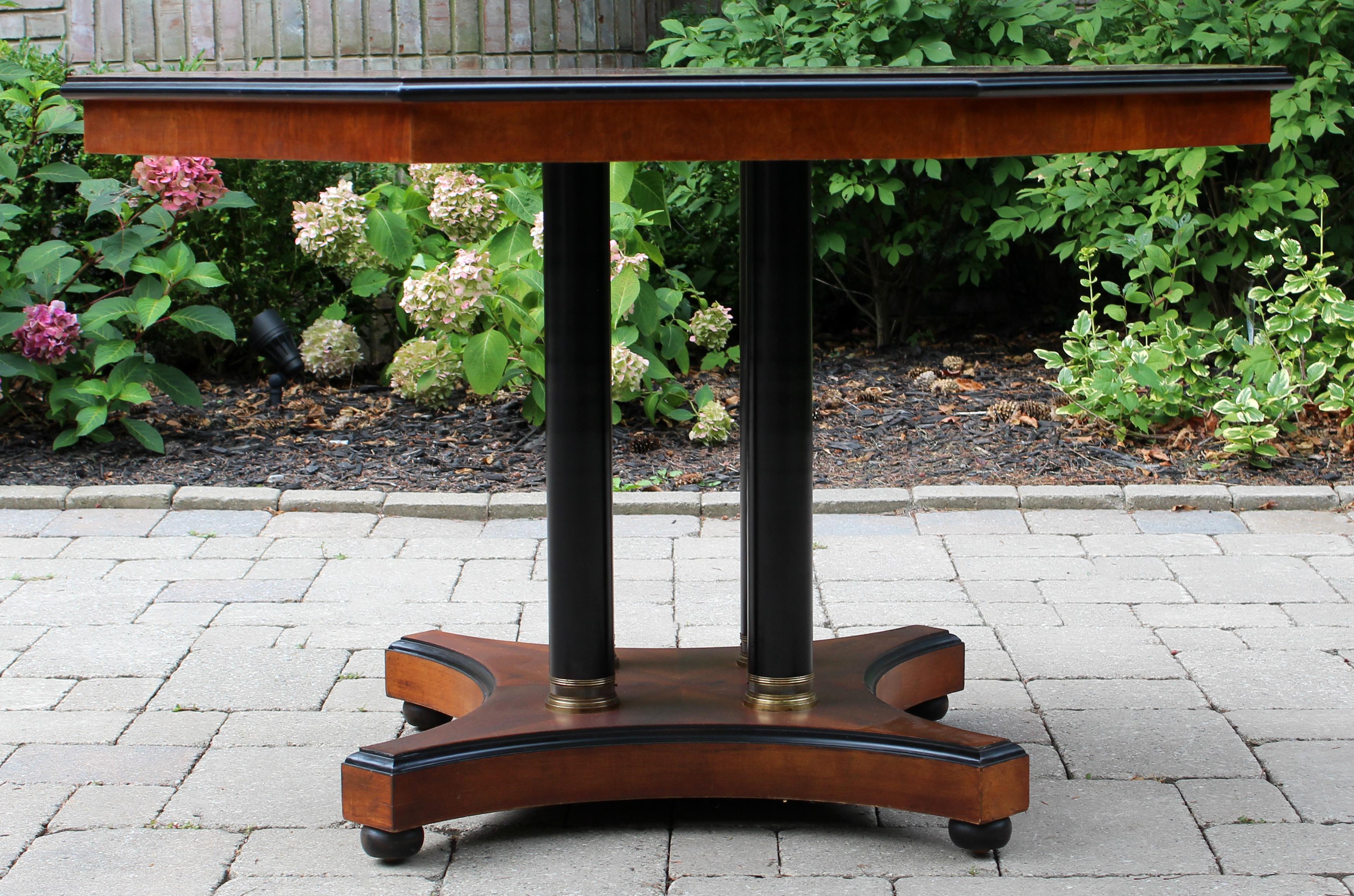 Vintage Wood Octagon Expandable Dining Table with 2 Leaves Century