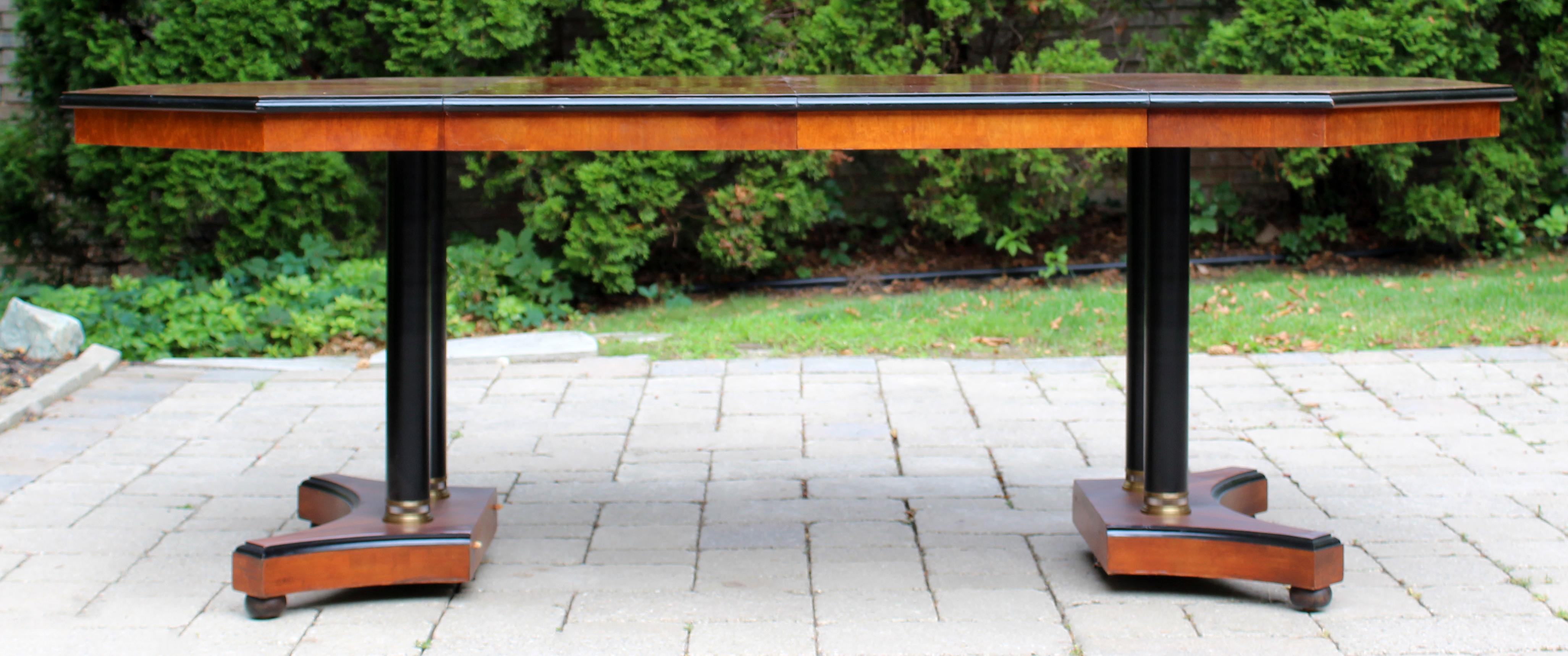 Vintage Wood Octagon Expandable Dining Table with 2 Leaves Century