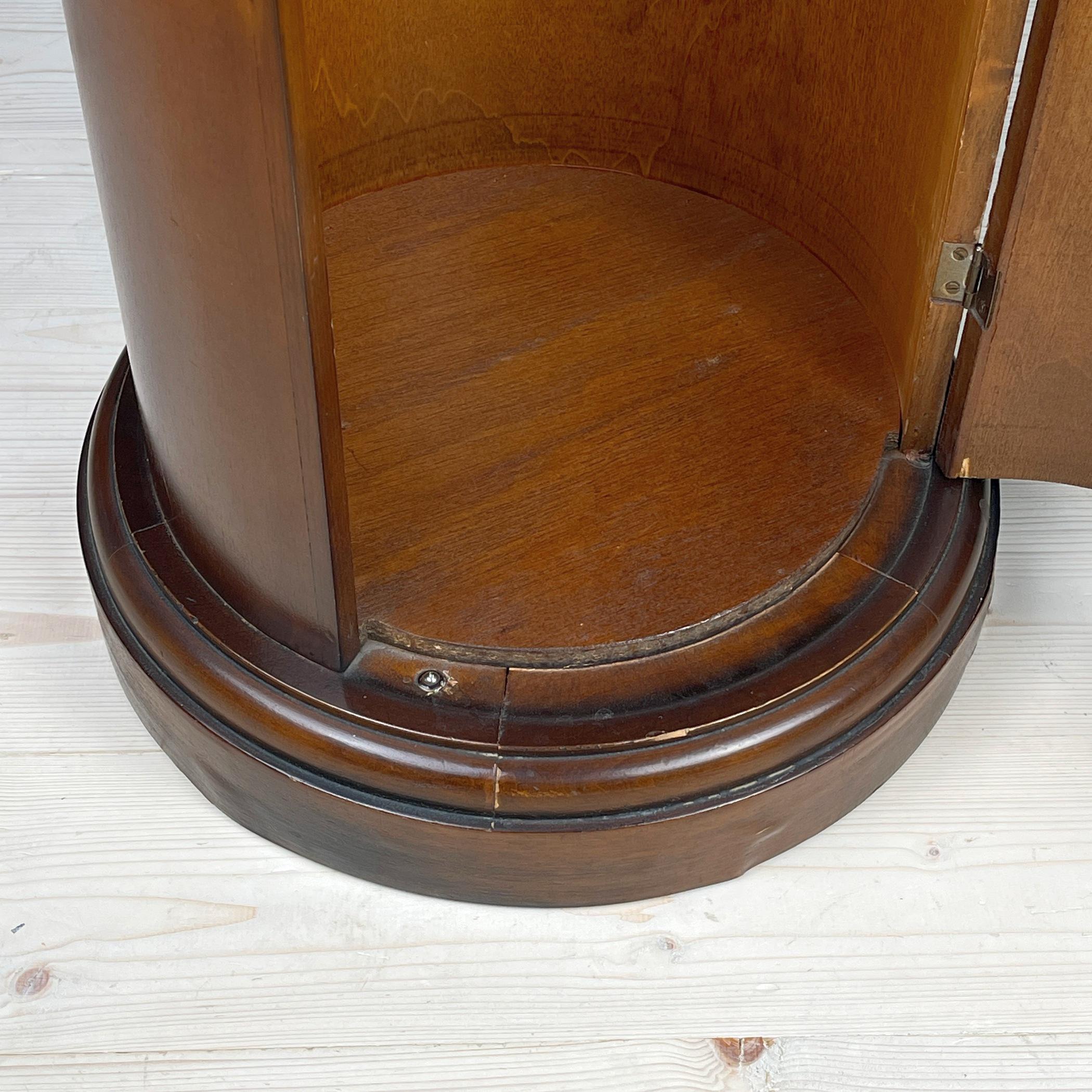 Vintage wood oval pedestal cabinet Italy 1970s 4