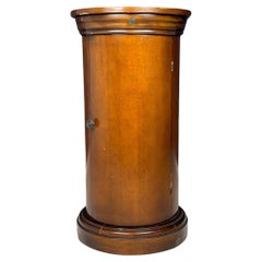 Vintage wood oval pedestal cabinet Italy 1970s