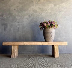 Vintage Wood Plank Bench #7B3