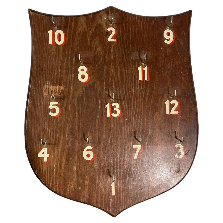 Vintage Wood Shield Key Ring or Ring Toss Game with Hooks after Abercrombie