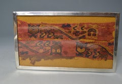 Vintage Wood Silver Box with Pre Columbian Textile Fragment