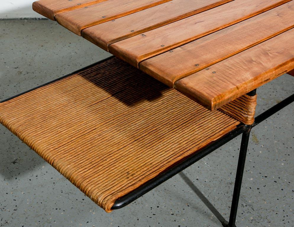 Rush Vintage Wood Slat Coffee Table by Arthur Umanoff