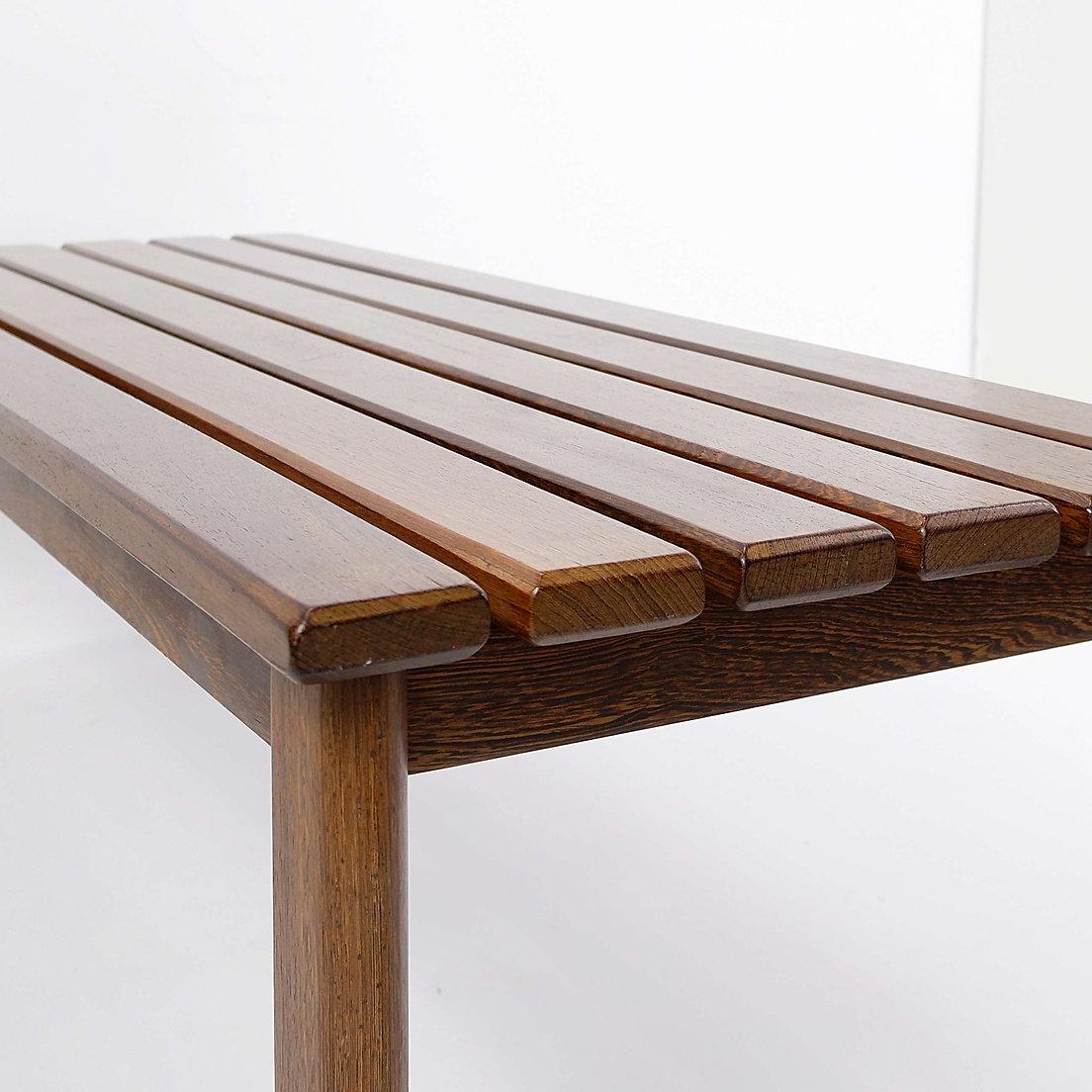 Bois Banc vintage à lattes en bois - années 1960 en vente