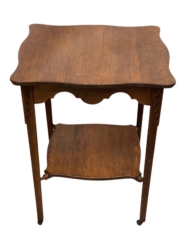 Vintage Wood Table with Casters For Sale at 1stDibs