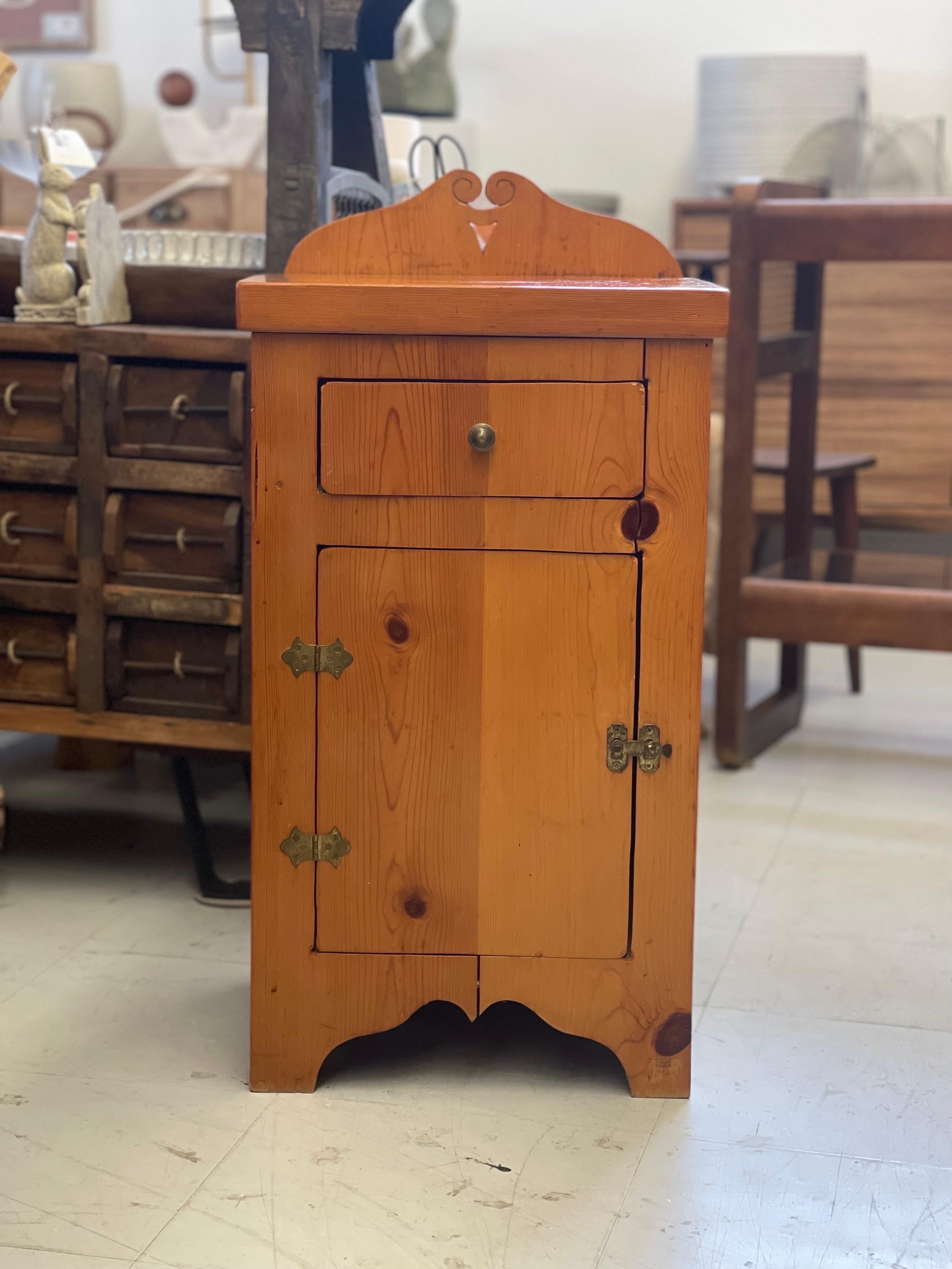 Vintage Wood Table with Interesting Hardware Possible Circa 1970s-1980s For Sale 1