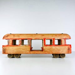 Vintage wood toy Railway Carriage Italy 1950s