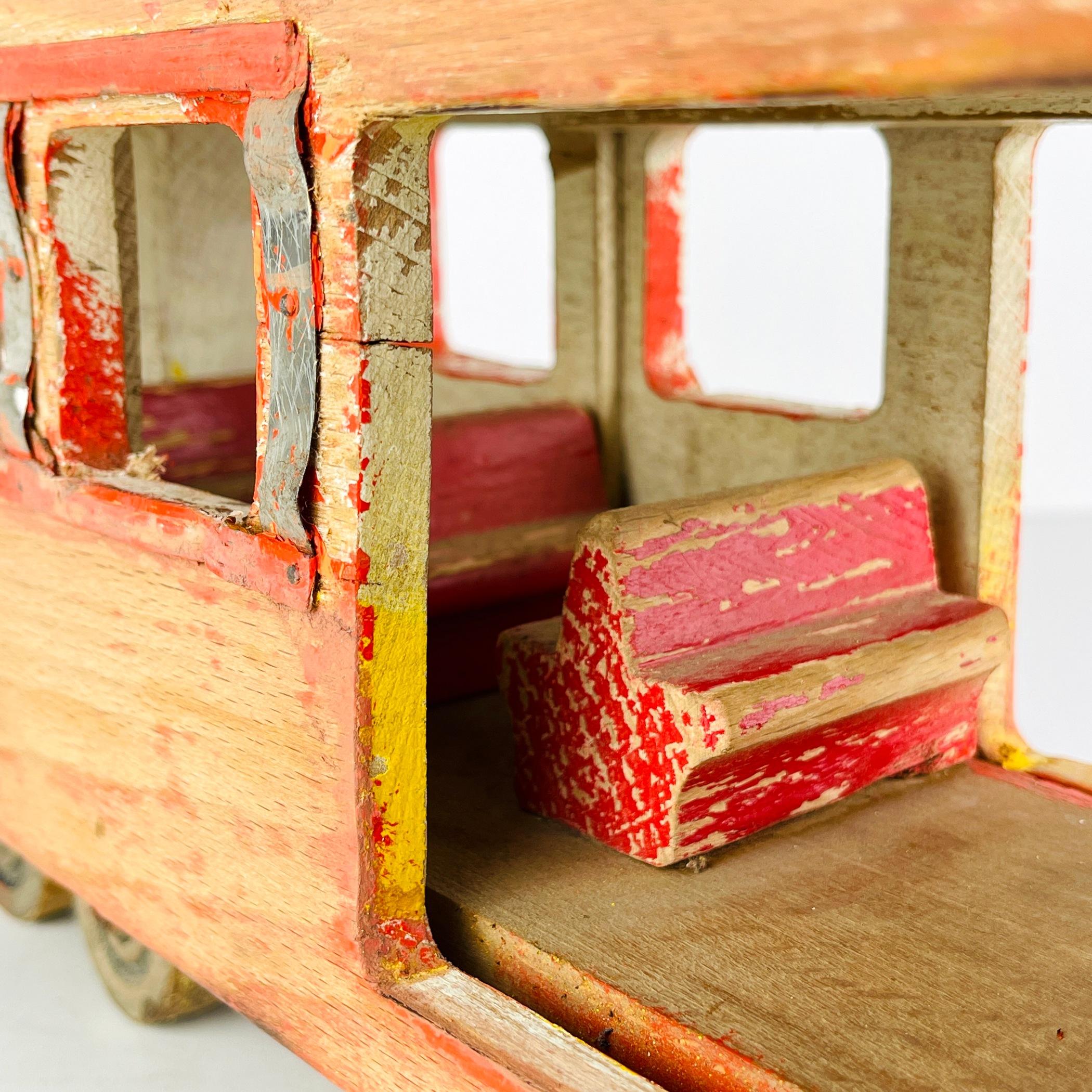 Wood Vintage wood toy Railway Carriage Italy 1950s 