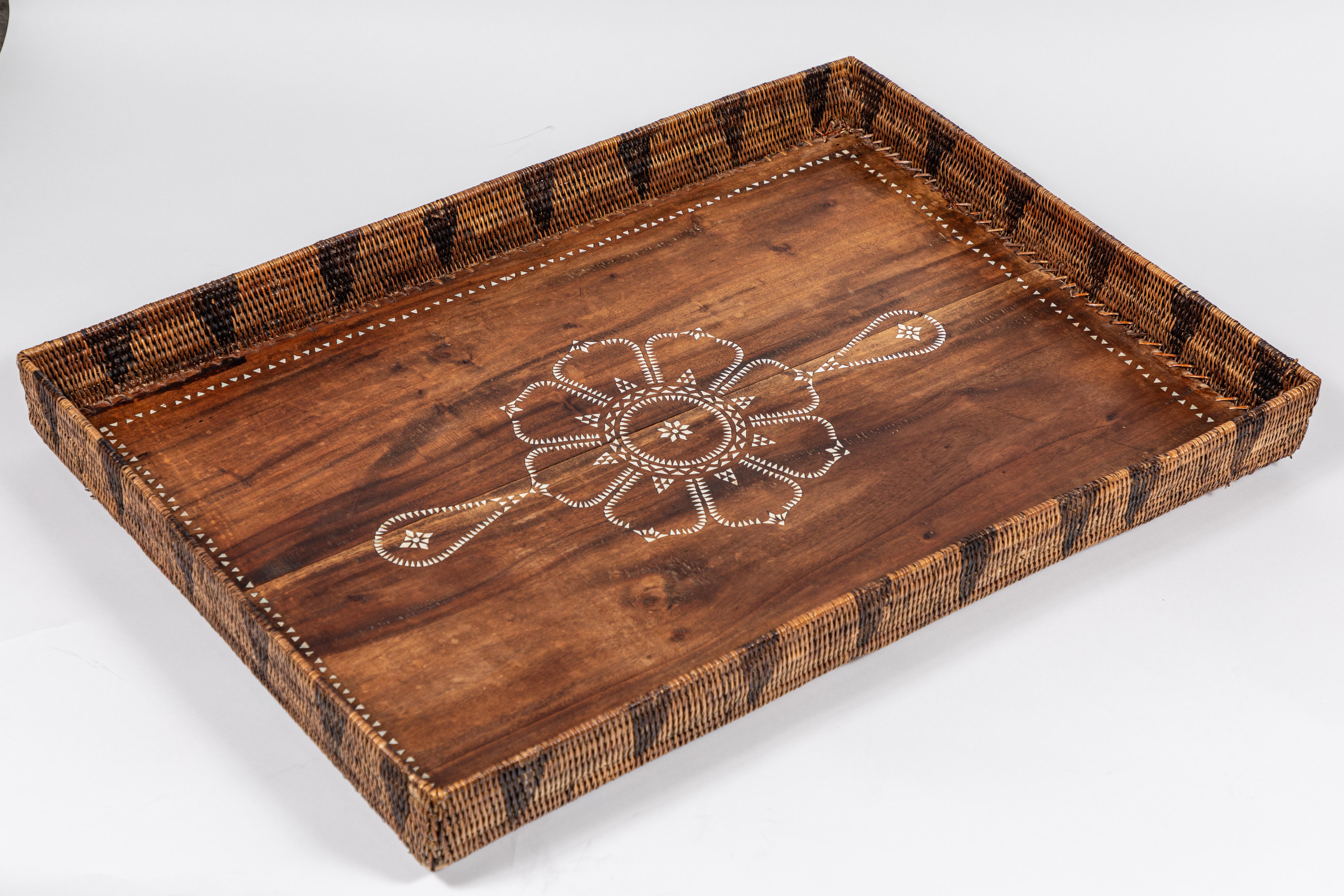 Vintage Wood Tray with Mother of Pearl Inlay 3