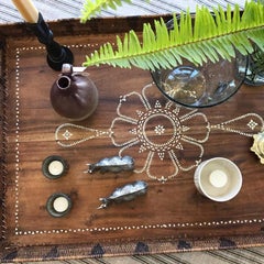 Vintage Wood Tray with Mother of Pearl Inlay