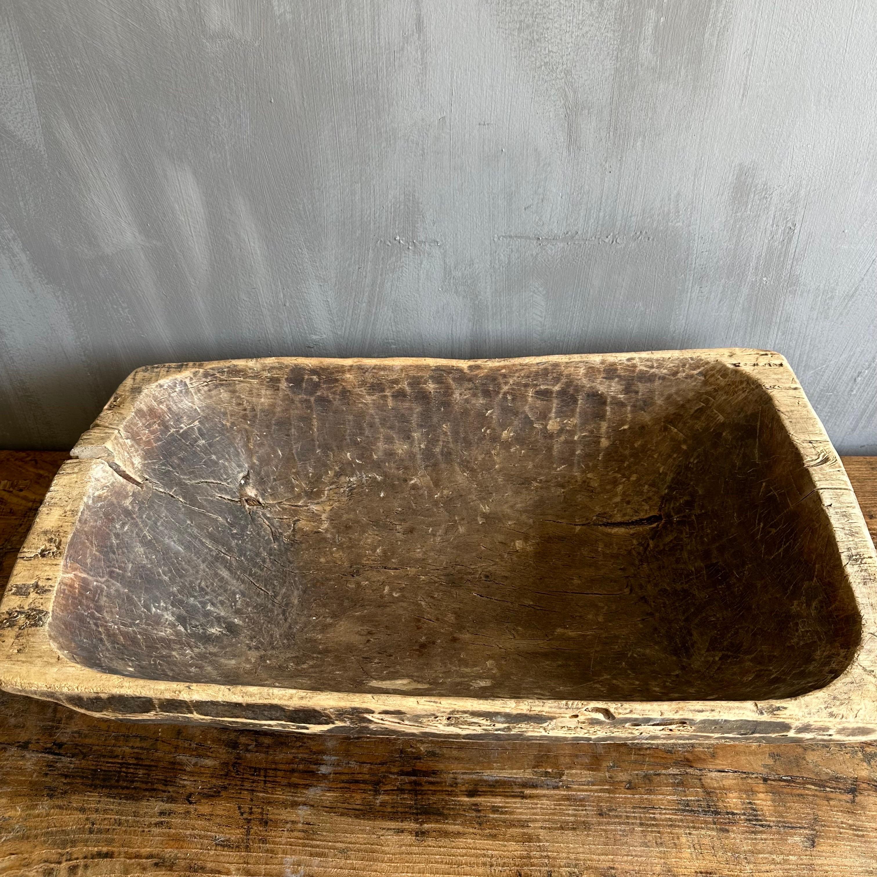 Vintage Wood Trough Decorative Bowl For Sale 5