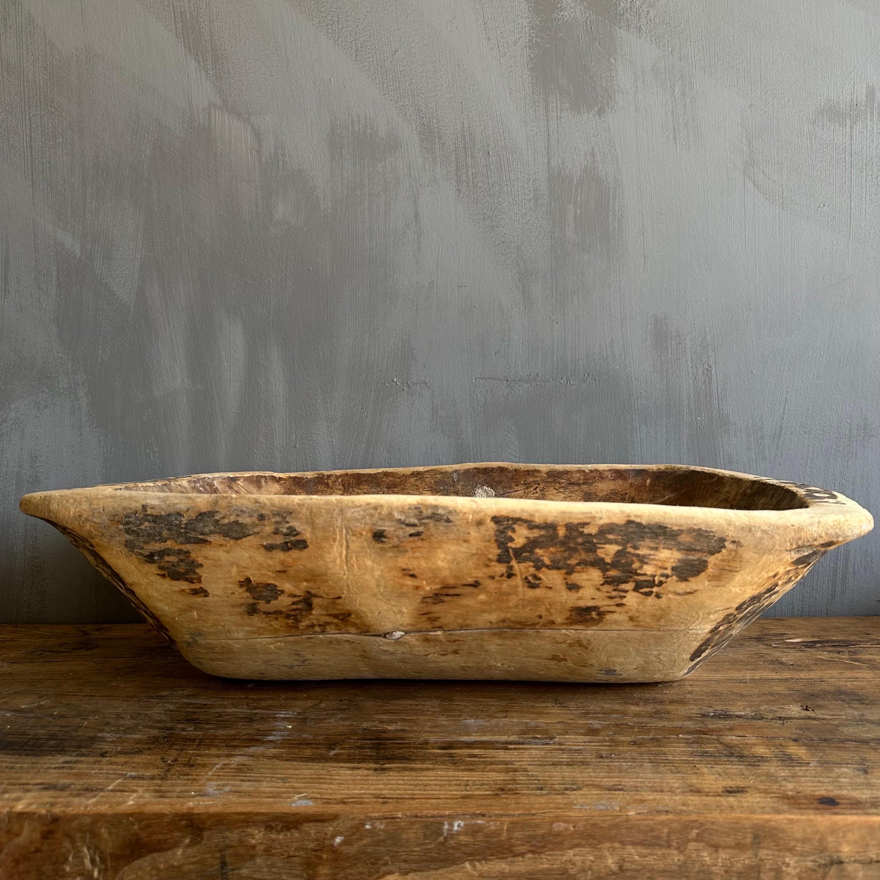 Vintage Wood Trough Decorative Bowl For Sale 7